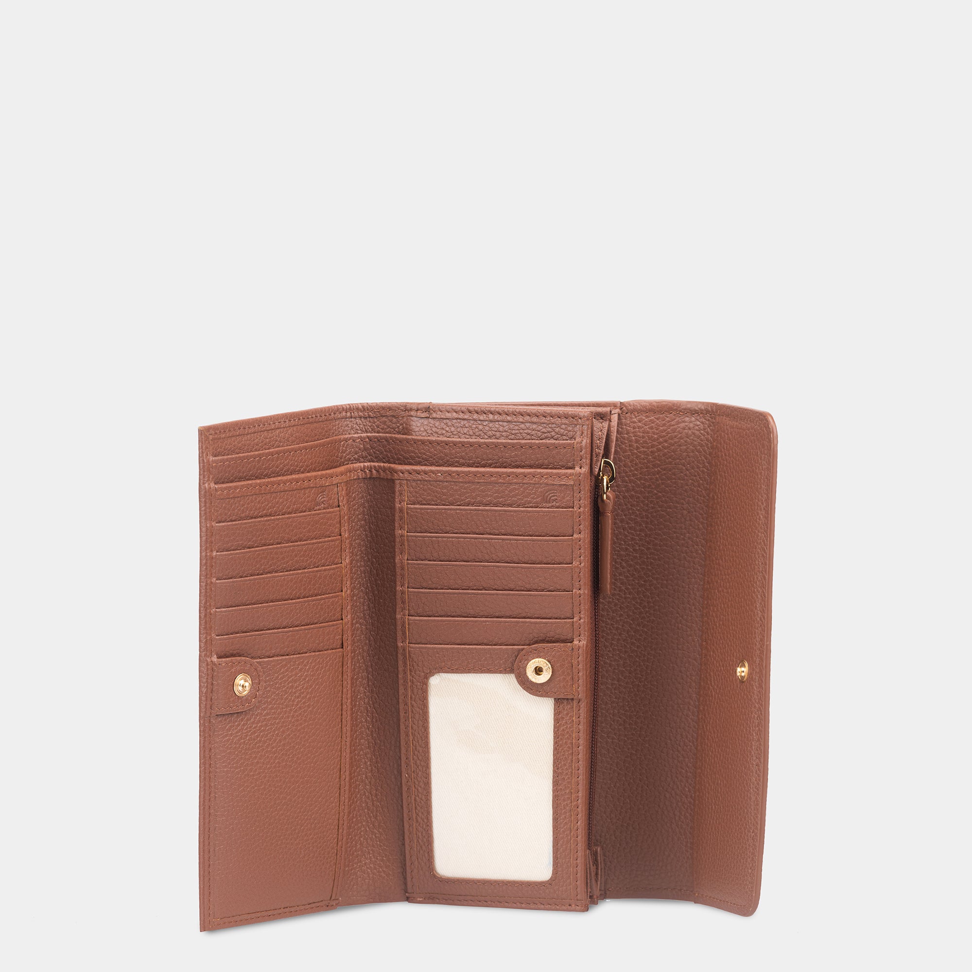 Eva Multiple Compartment Flapover Clutch#Color_Tan