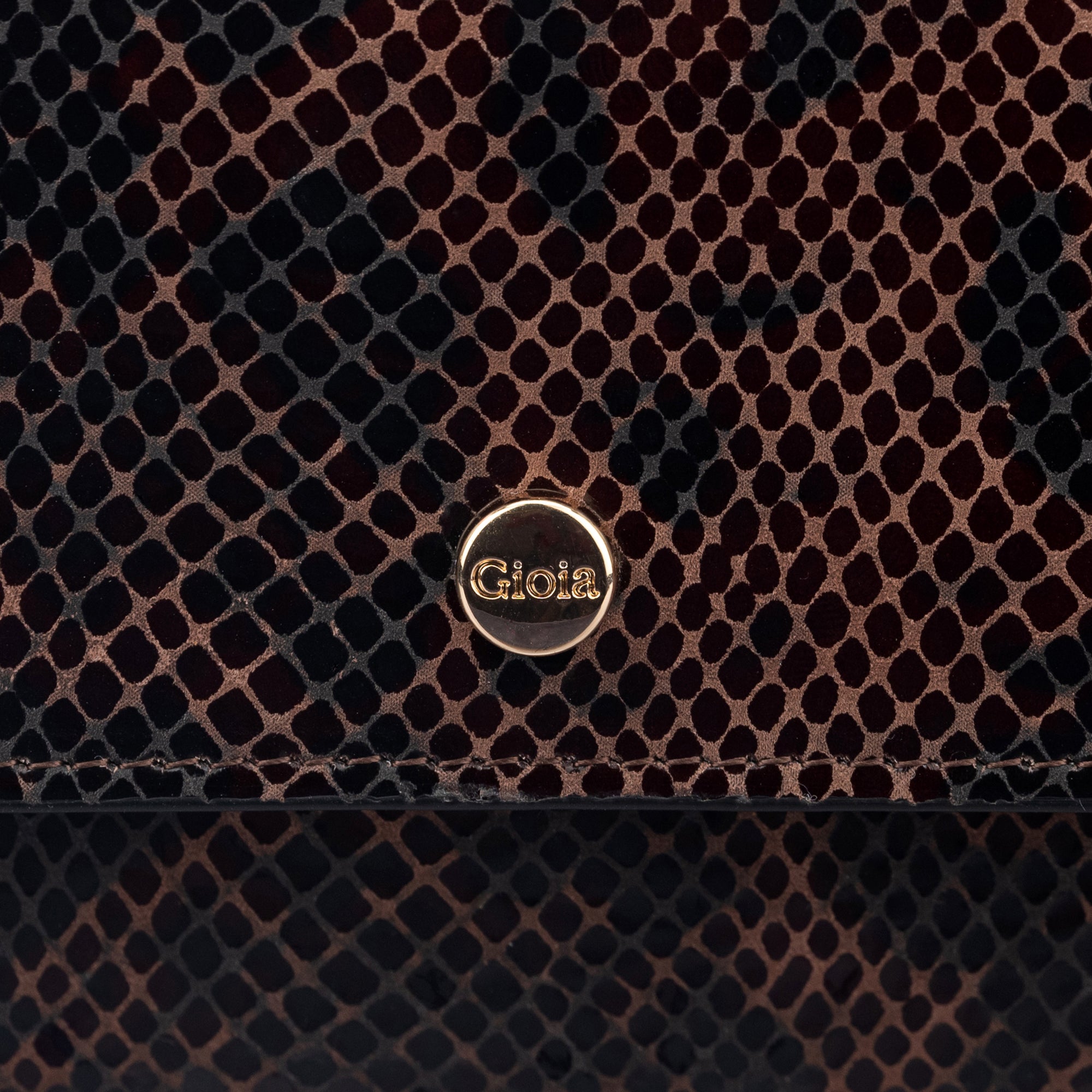 Faux Python Flapover Clutch#Color_Brown