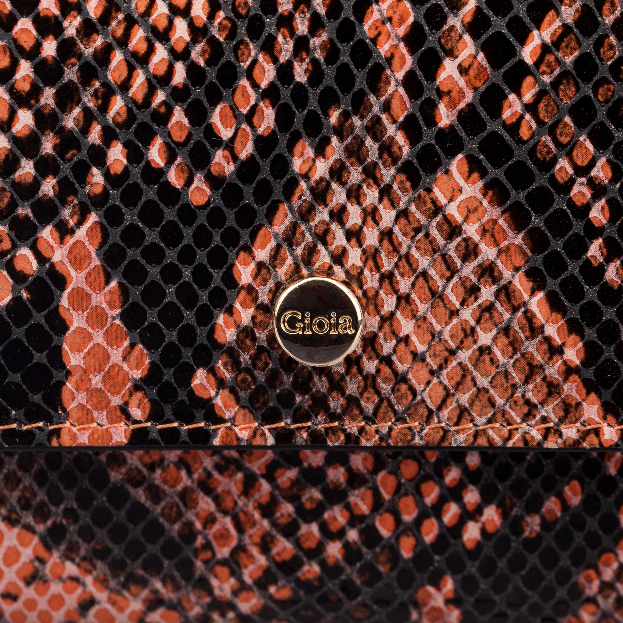 Faux Python Flapover Clutch#Color_Orange