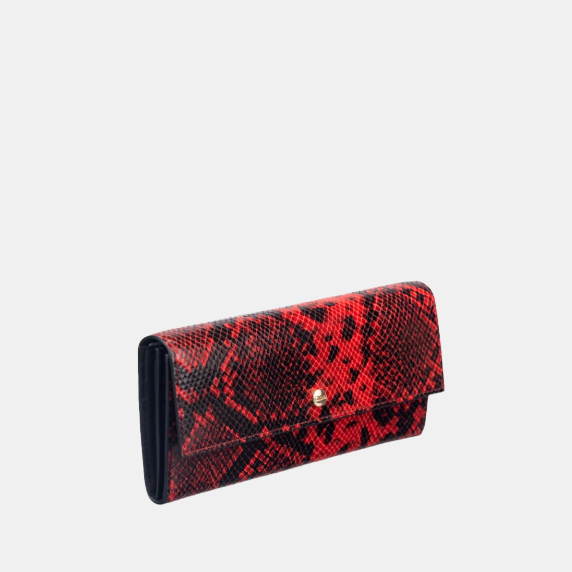 Faux Python Flapover Clutch#Color_Red