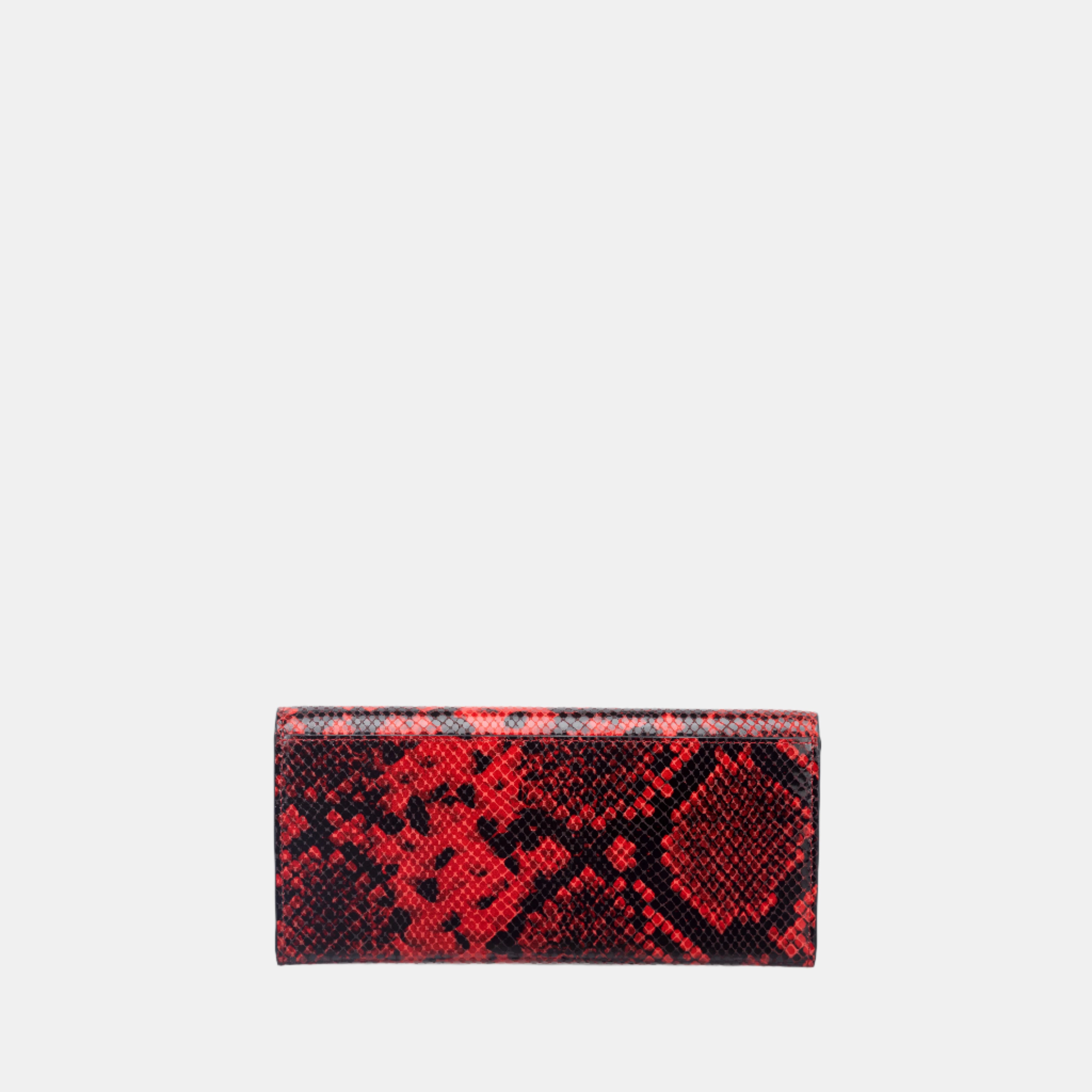 Faux Python Flapover Clutch#Color_Red