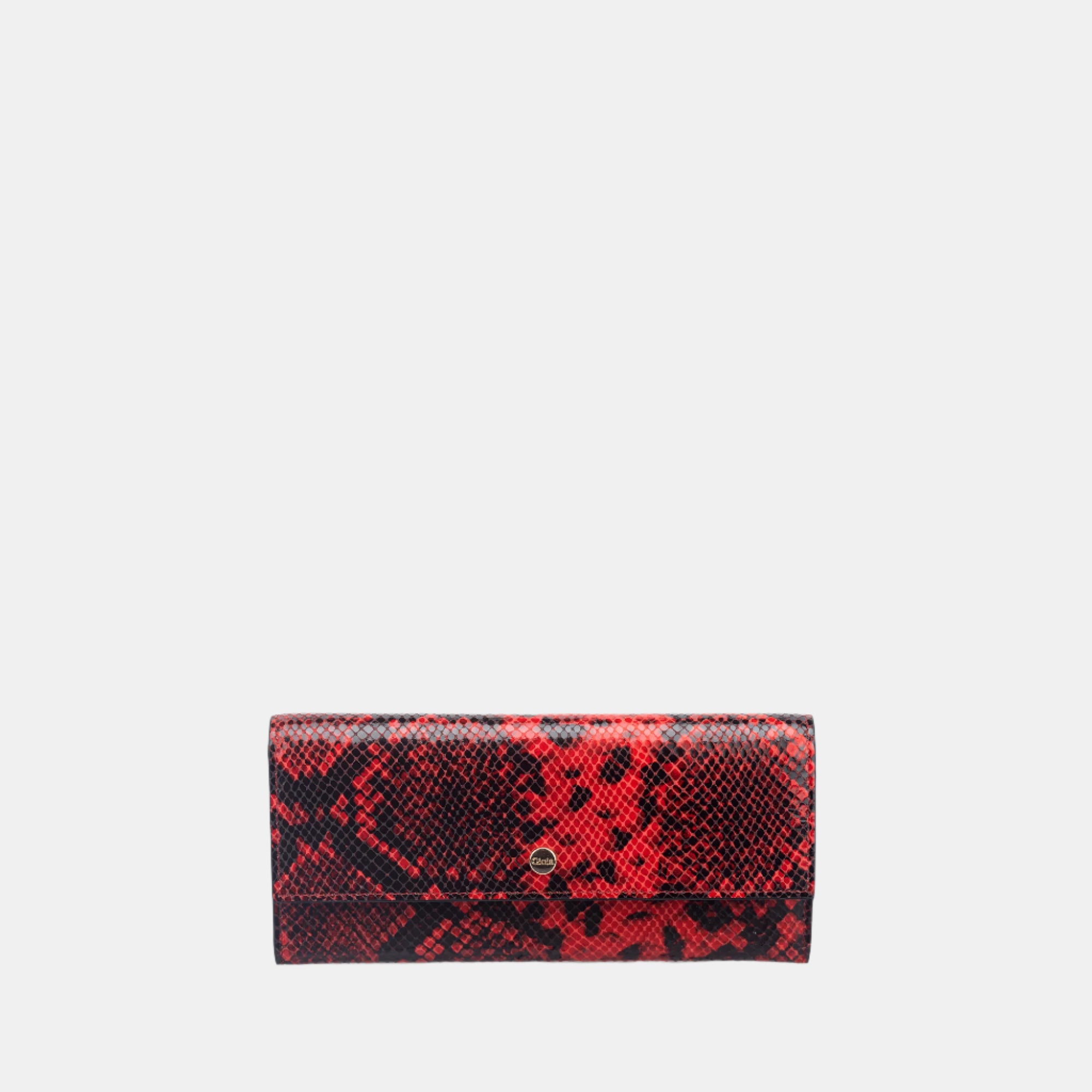 Faux Python Flapover Clutch#Color_Red
