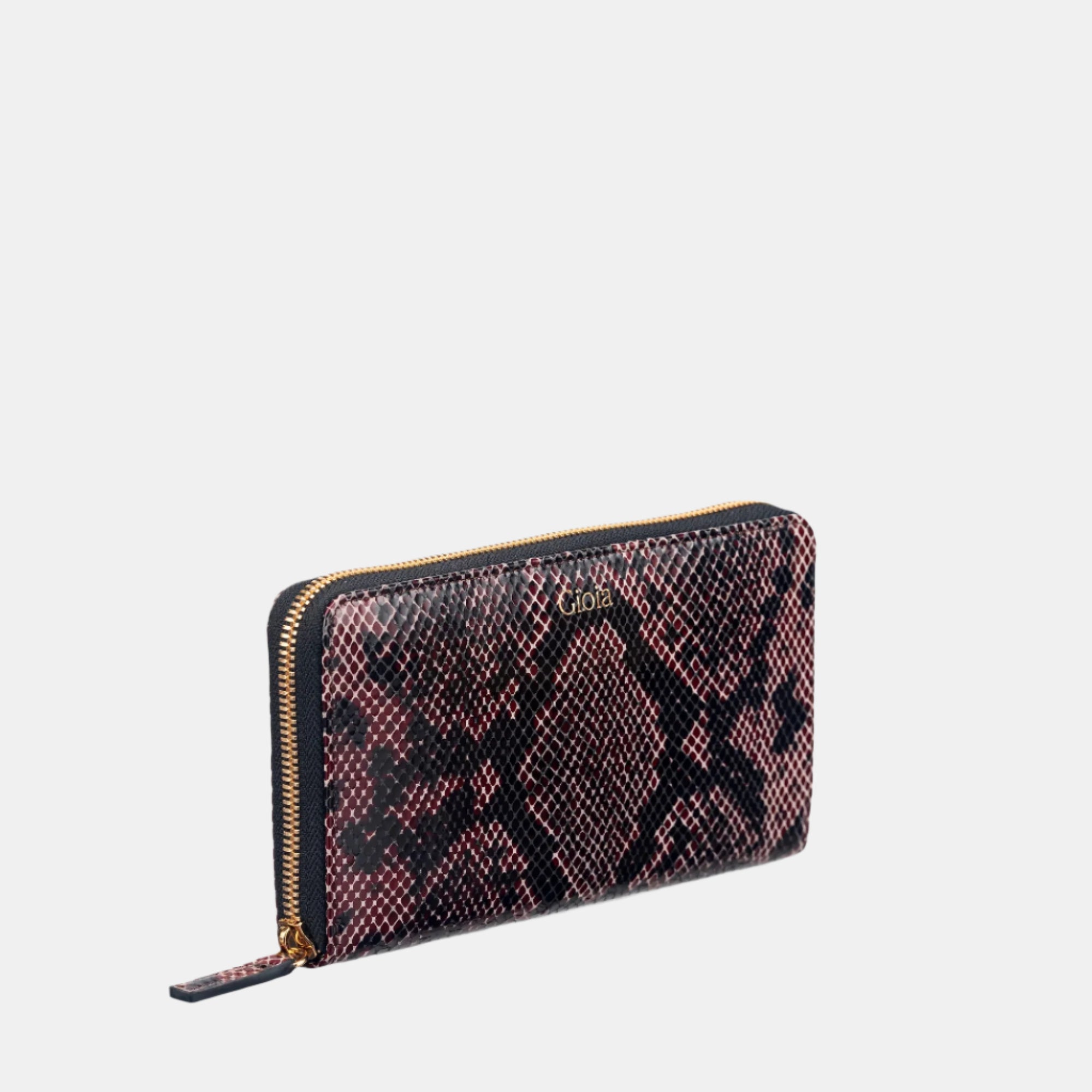 Faux Python Ziparound Clutch#Color_Brown
