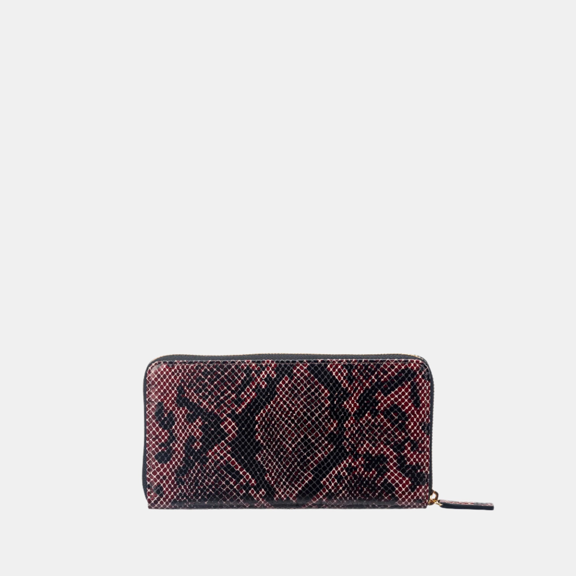 Faux Python Ziparound Clutch#Color_Brown