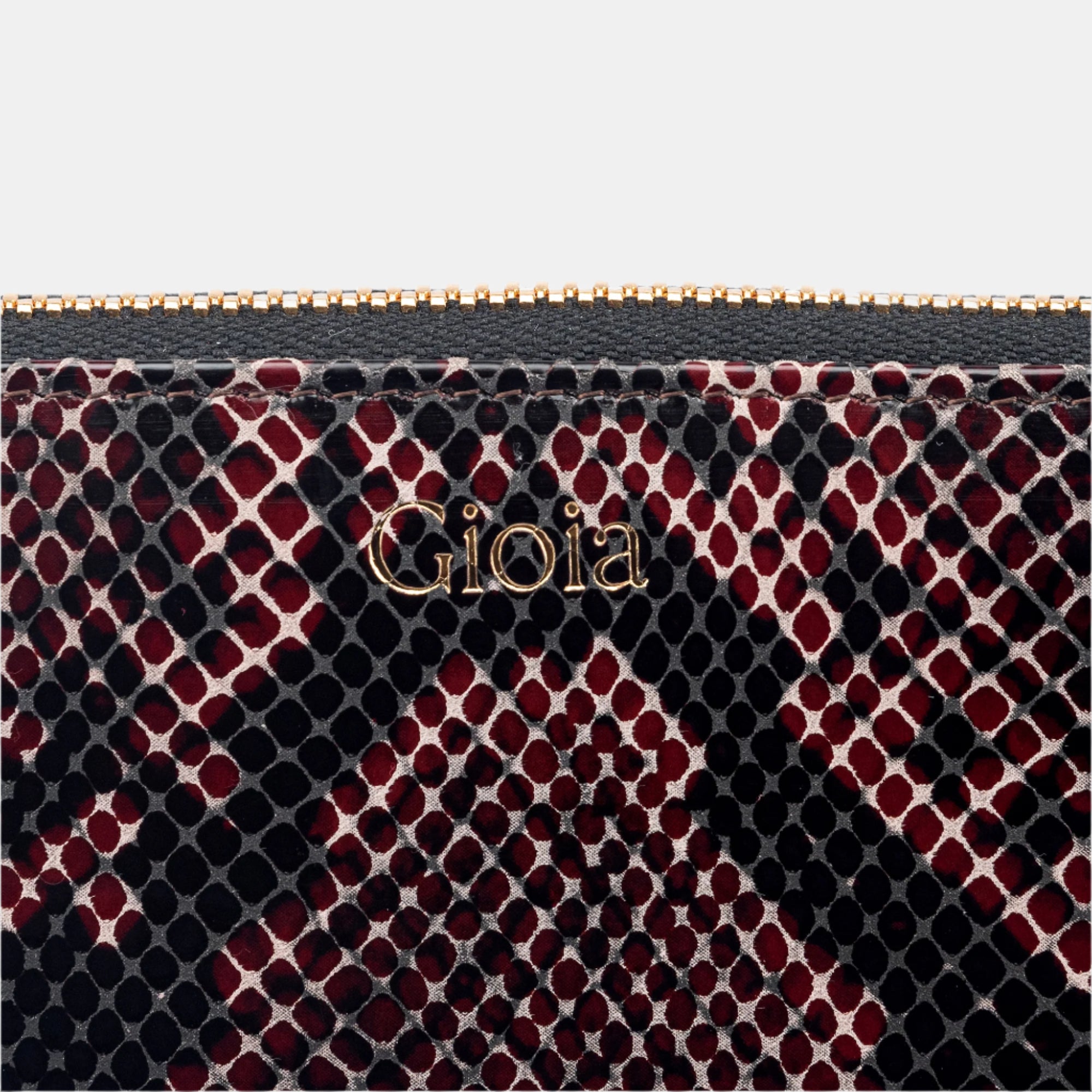 Faux Python Ziparound Clutch#Color_Brown
