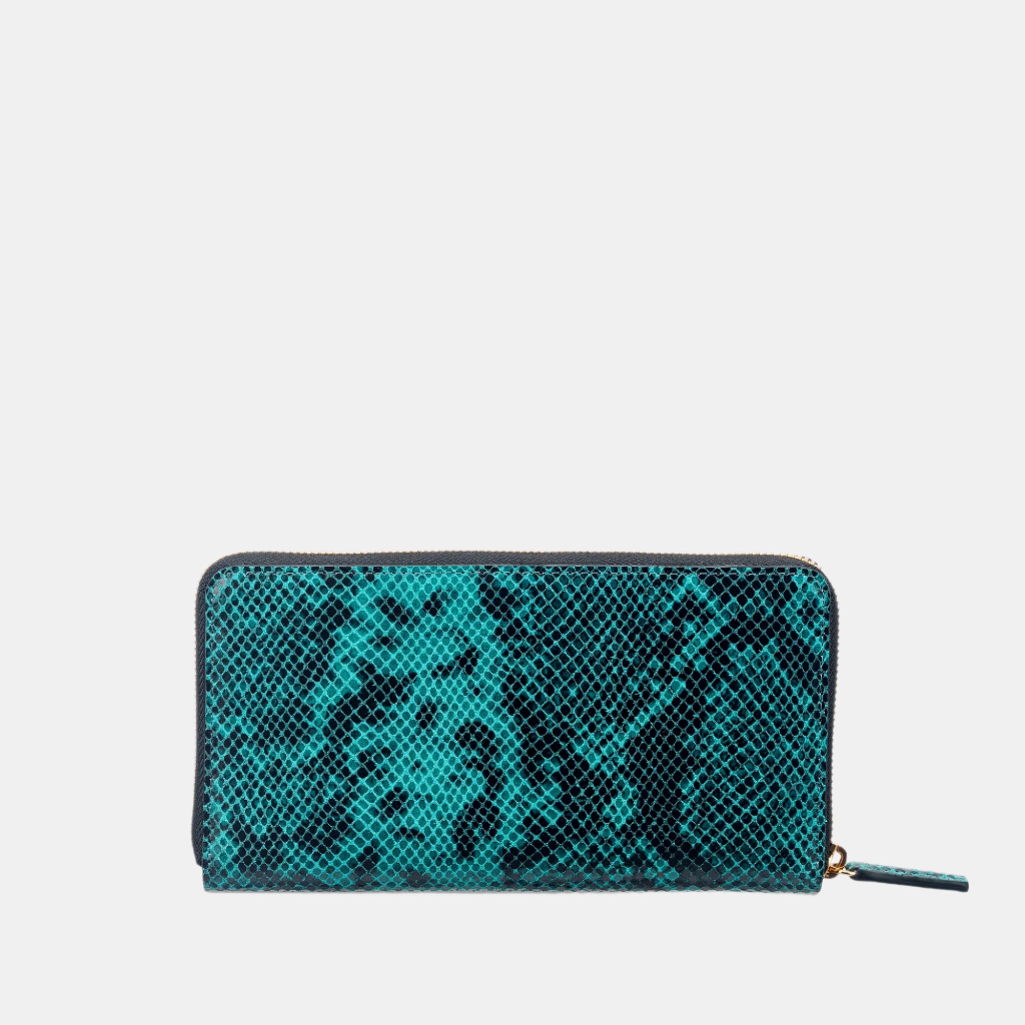 Faux Python Ziparound Clutch#Color_Green