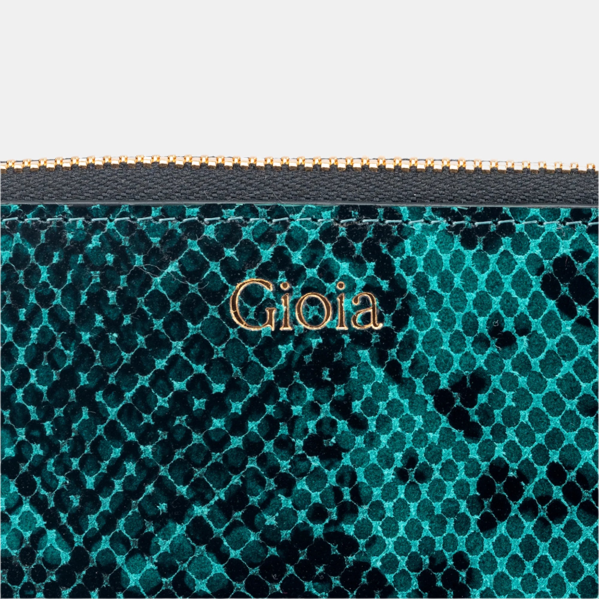 Faux Python Ziparound Clutch#Color_Green