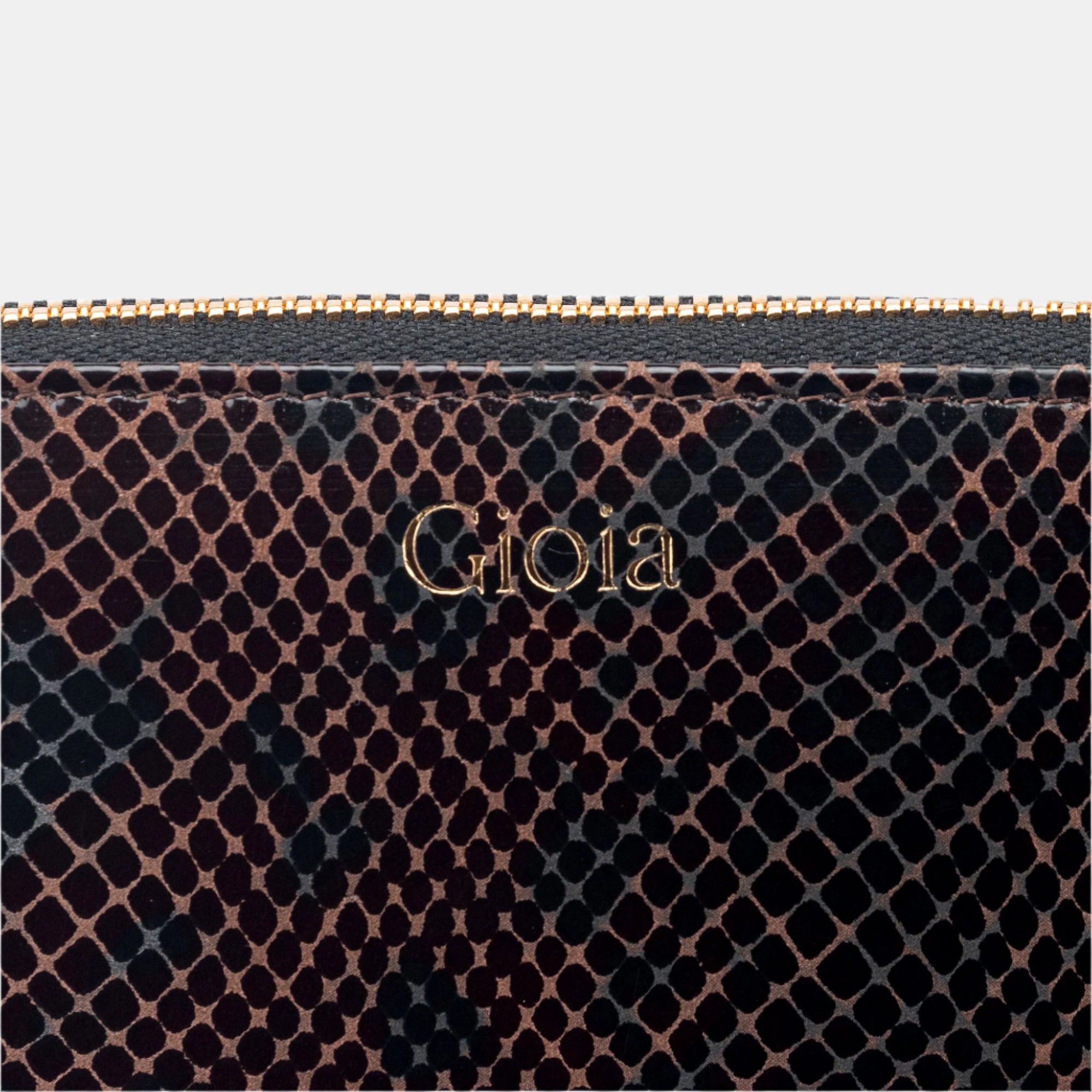 Faux Python Ziparound Clutch#Color_Mahogany