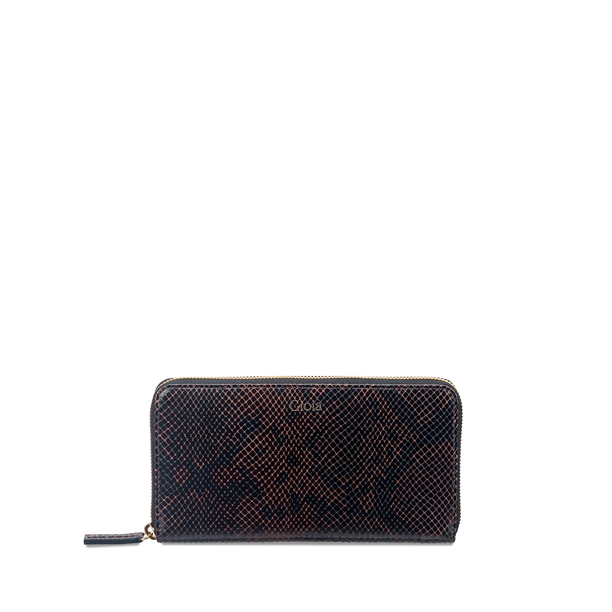 Faux Python Ziparound Clutch#Color_Orange