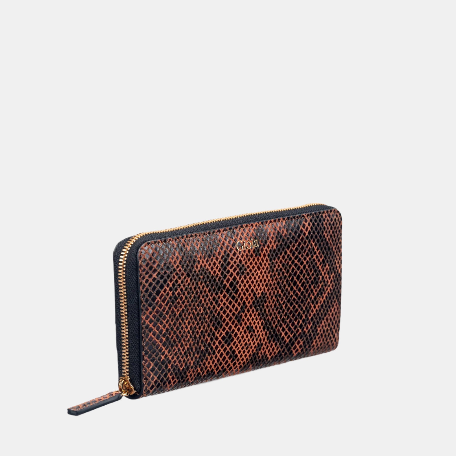 Faux Python Ziparound Clutch#Color_Orange