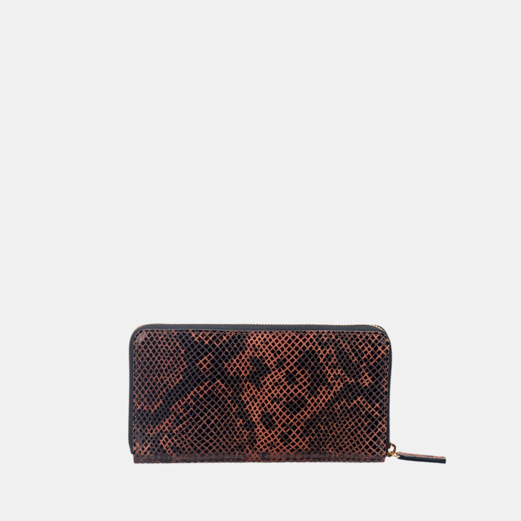 Faux Python Ziparound Clutch#Color_Orange