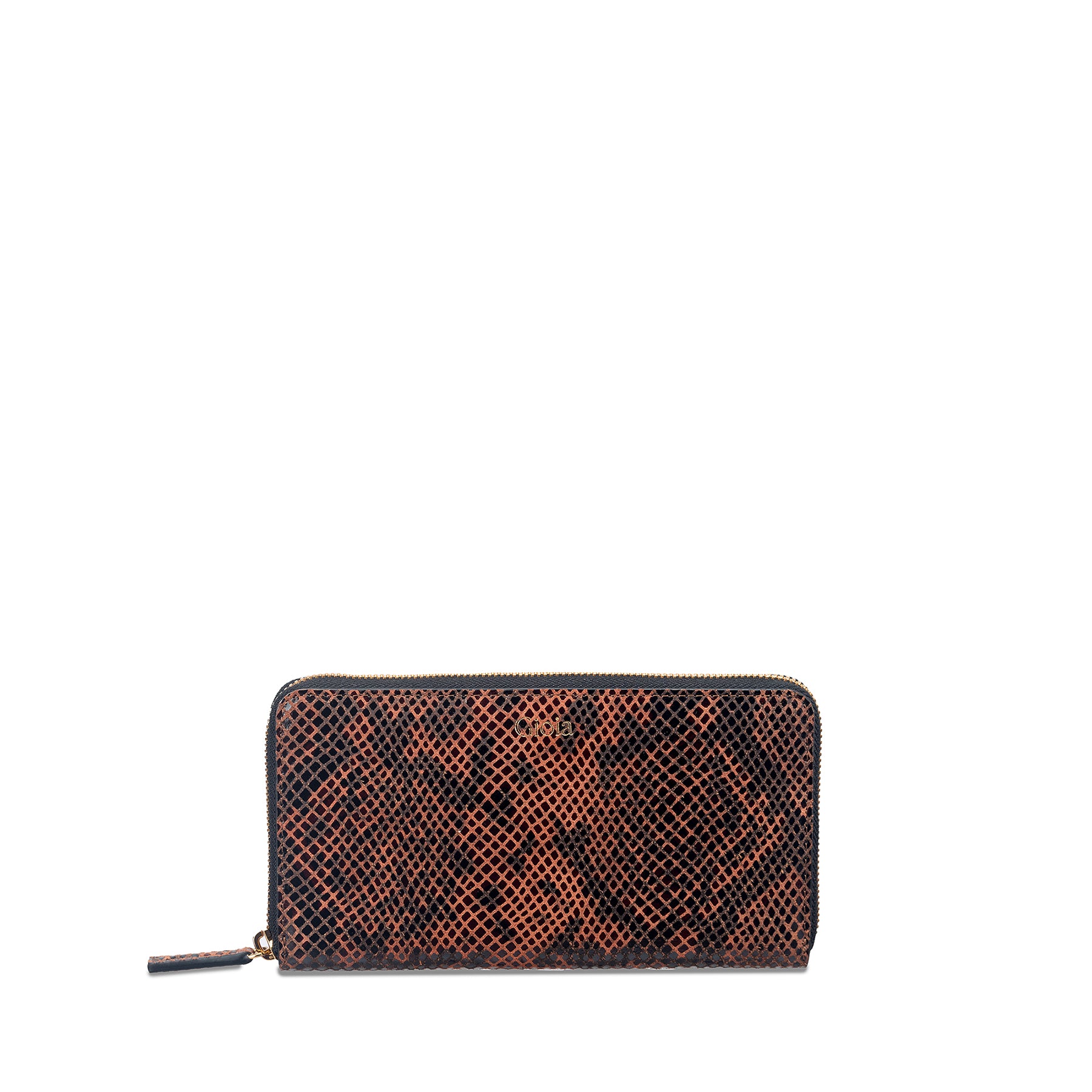 Faux Python Ziparound Clutch#Color_Orange