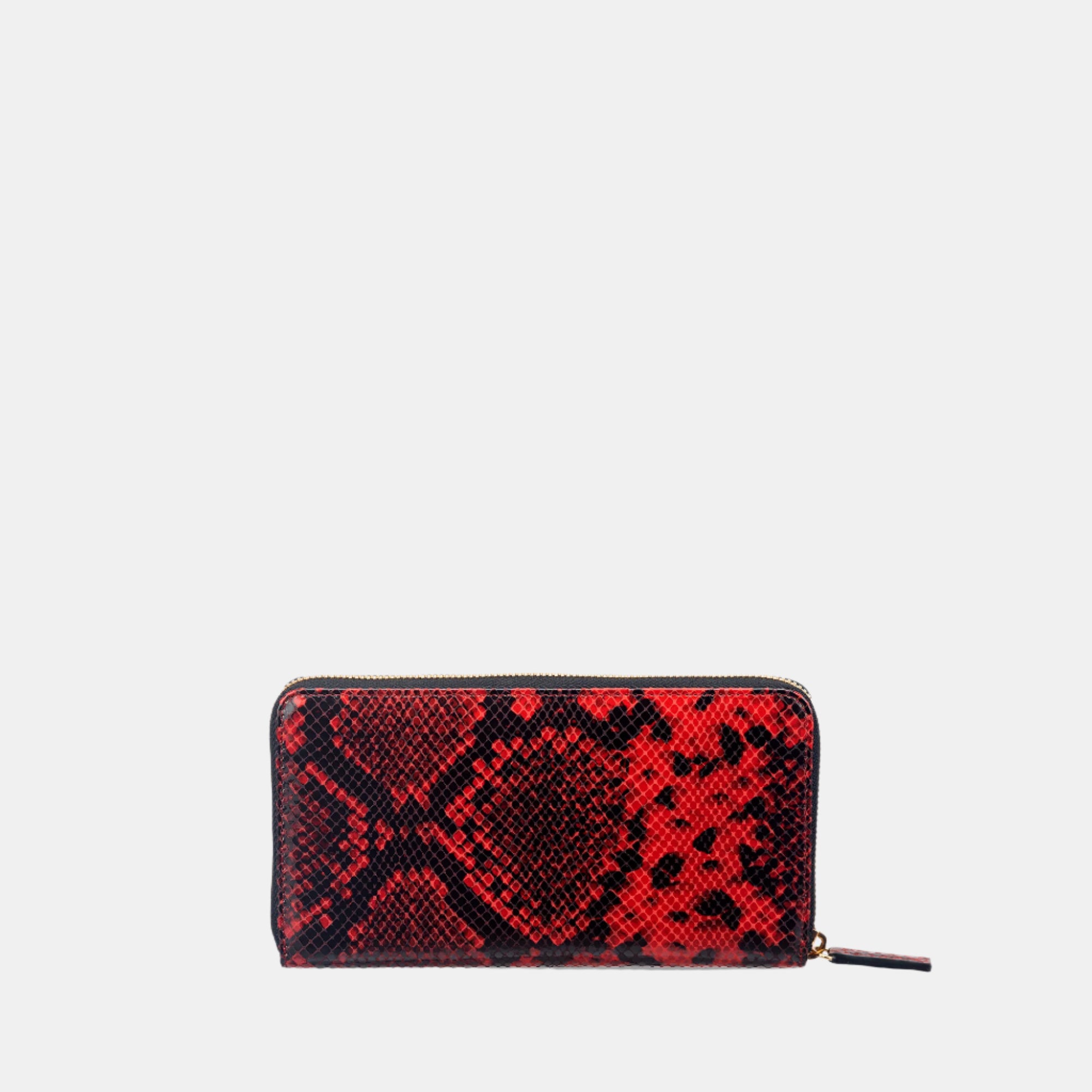 Faux Python Ziparound Clutch#Color_Red