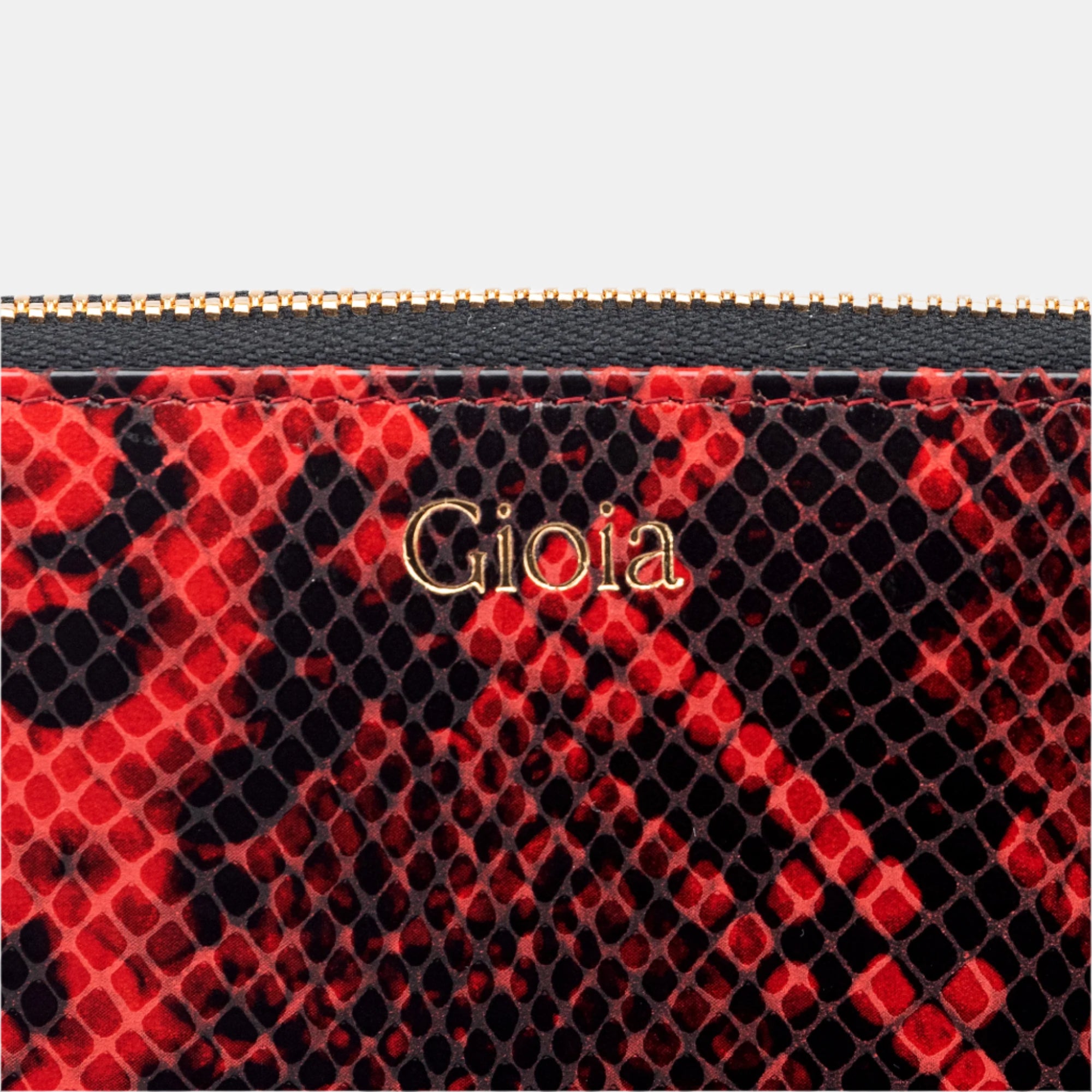 Faux Python Ziparound Clutch#Color_Red