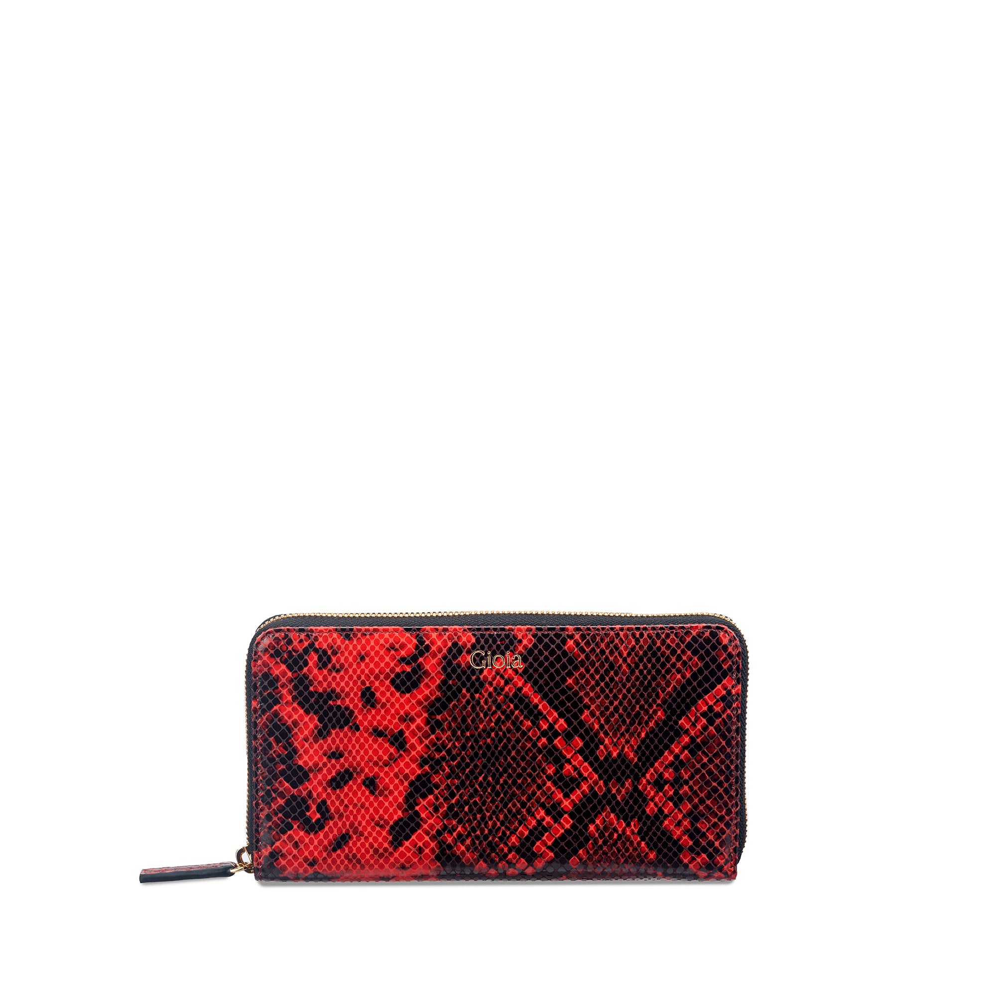 Faux Python Ziparound Clutch#Color_Red