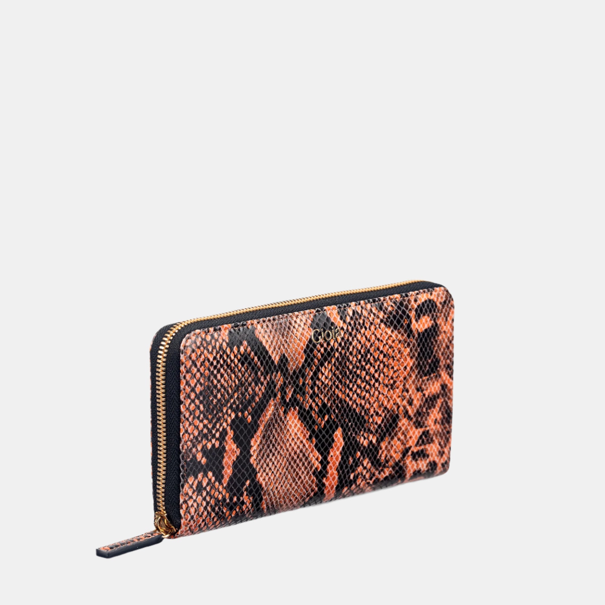 Faux Python Ziparound Clutch#Color_Tan