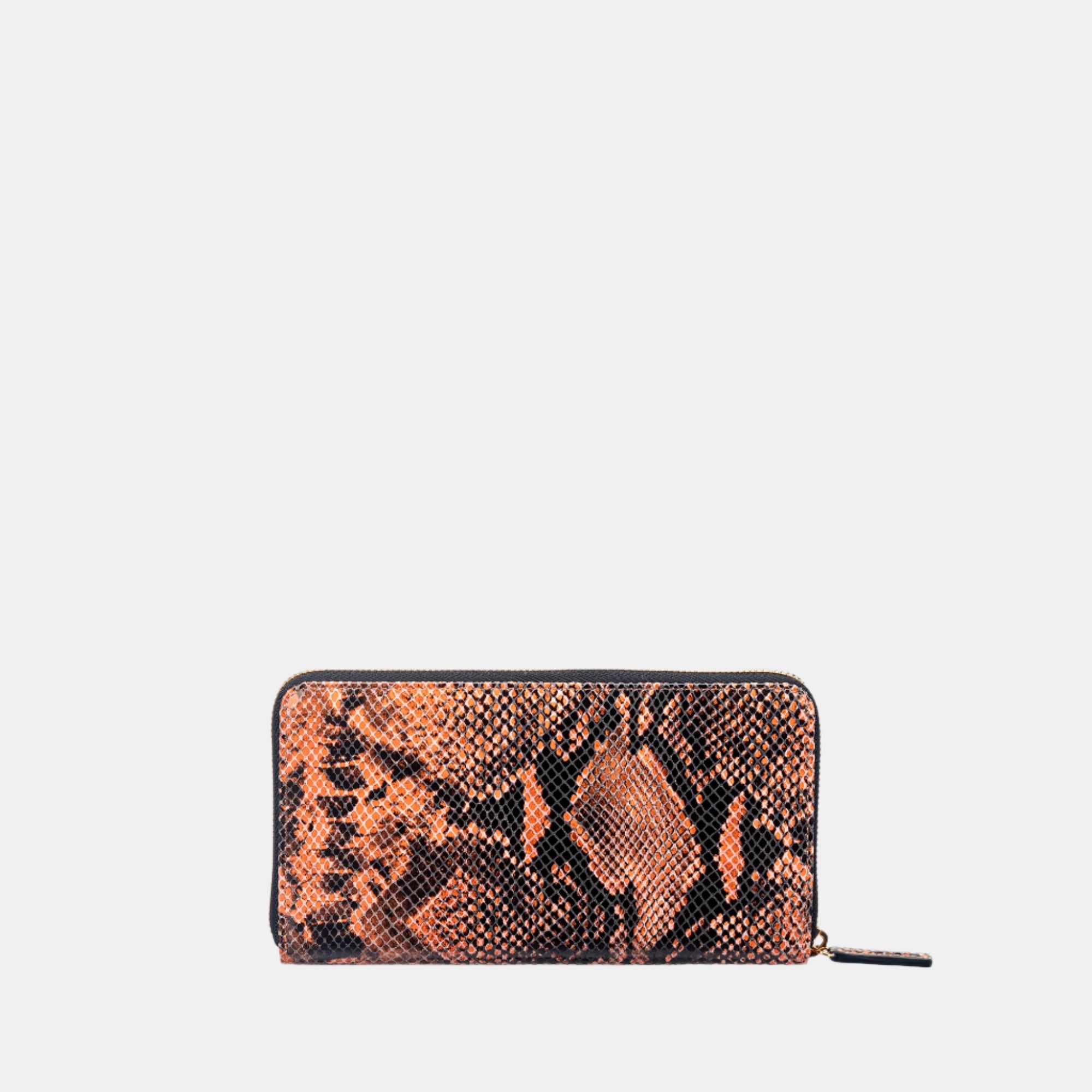 Faux Python Ziparound Clutch#Color_Tan
