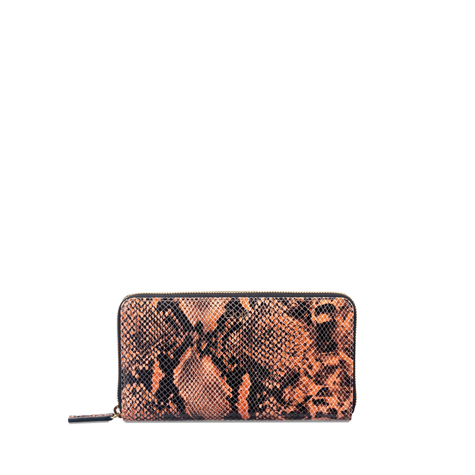 Faux Python Ziparound Clutch#Color_Tan