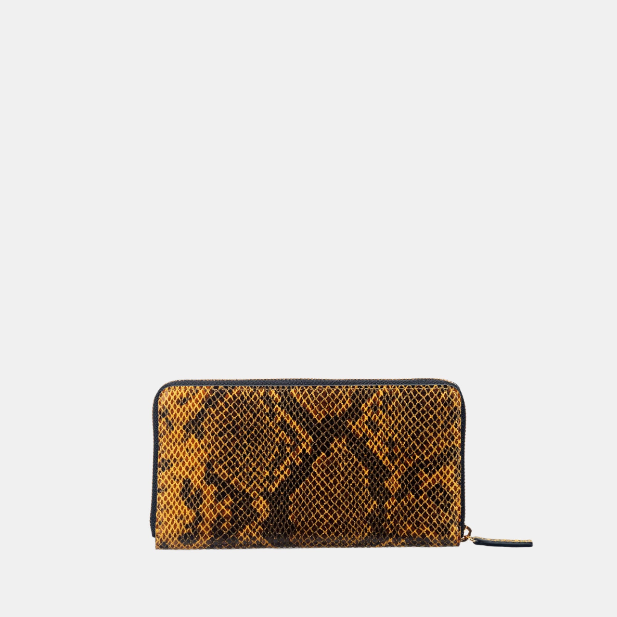 Faux Python Ziparound Clutch#Color_Yellow