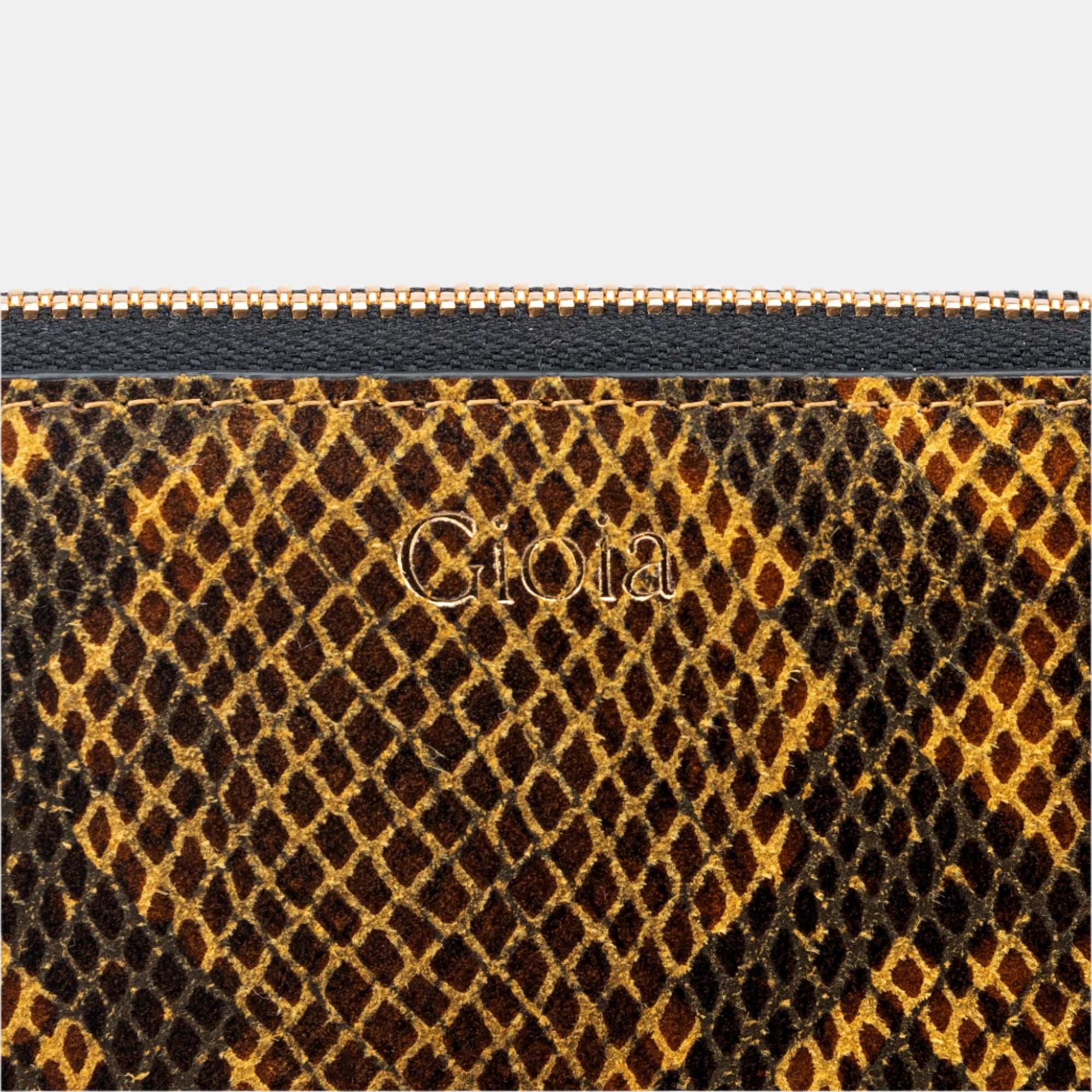 Faux Python Ziparound Clutch#Color_Yellow