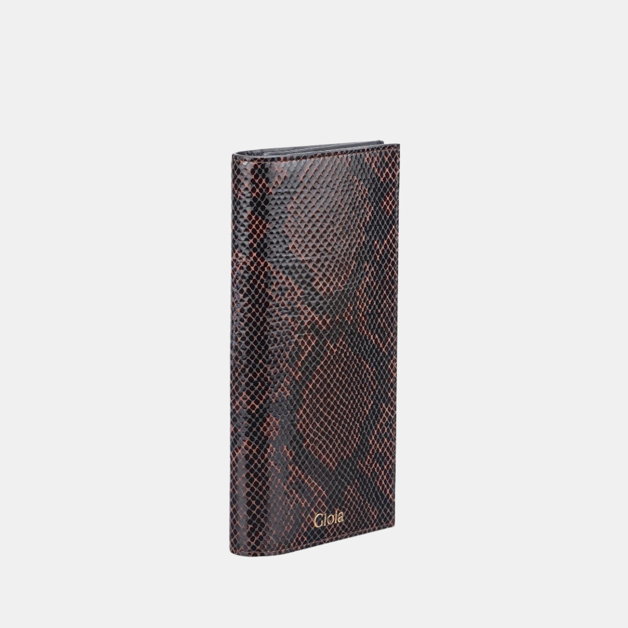 Faux Python Slim Wallet#Color_Mahogany