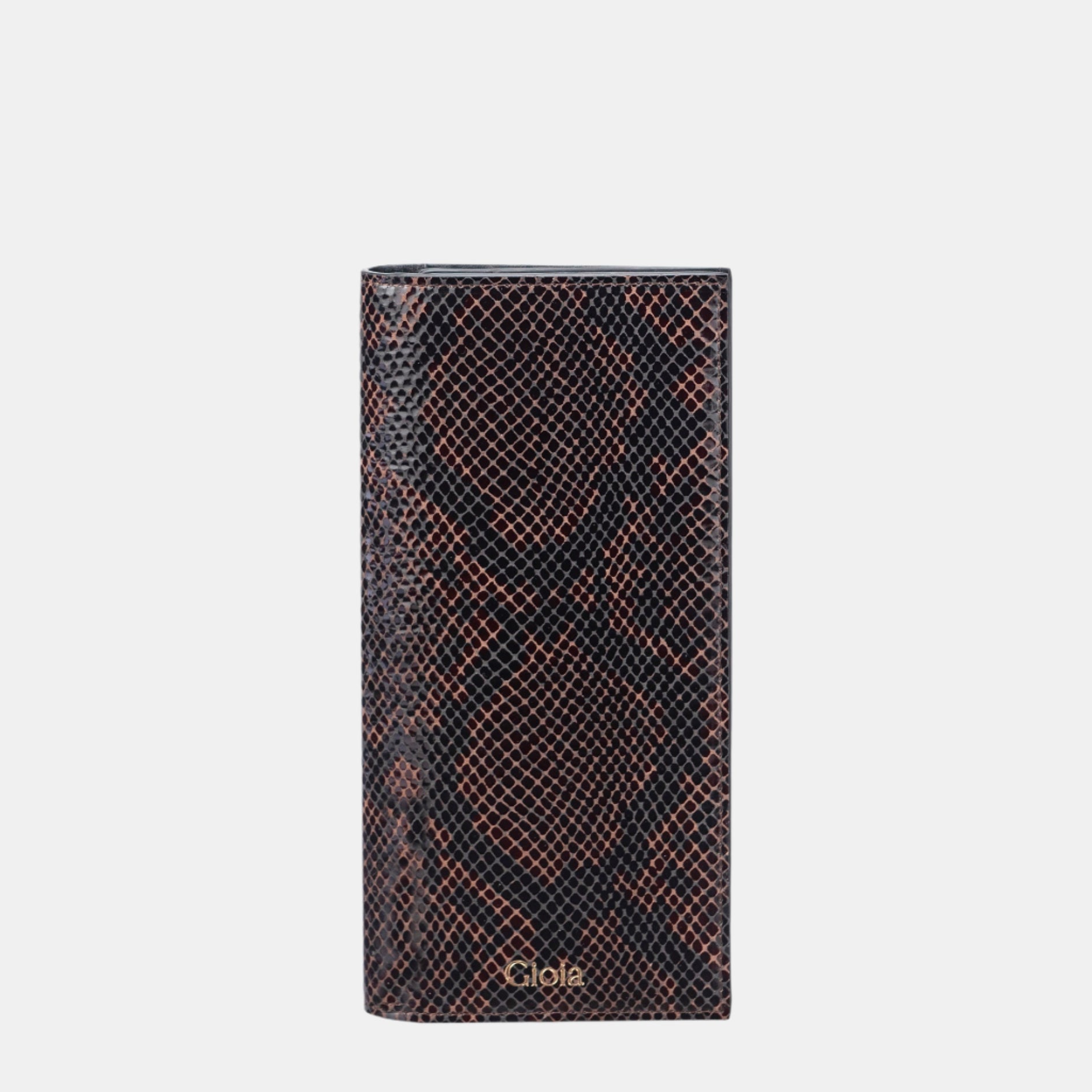 Faux Python Slim Wallet#Color_Mahogany