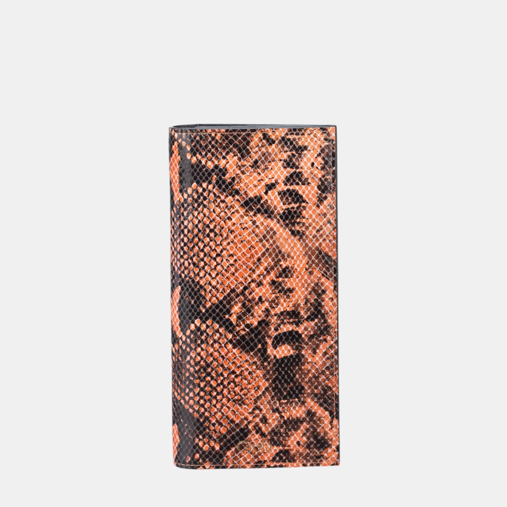 Faux Python Slim Wallet#Color_Orange