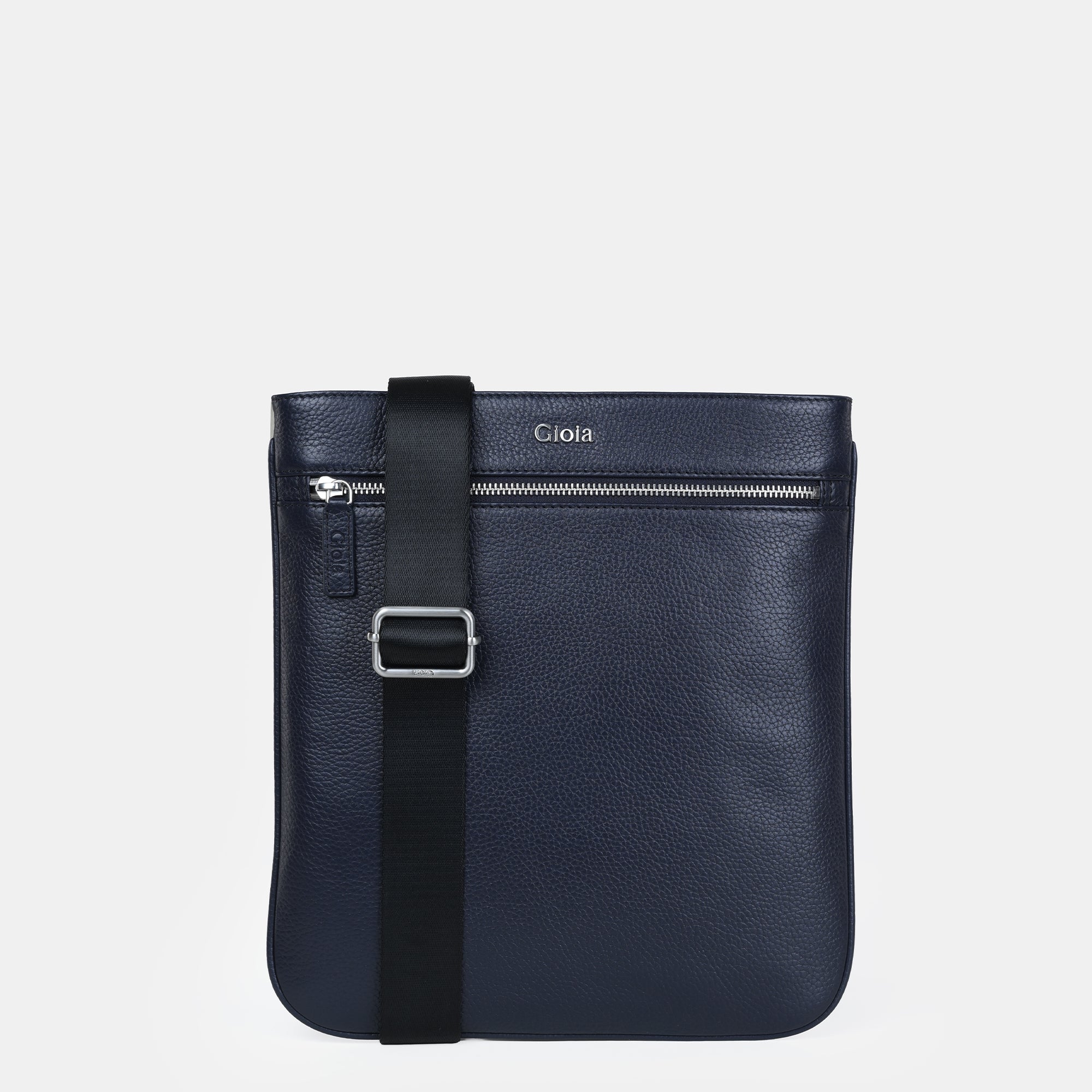 Mario Slim Leather Crossbody#Color_Navy