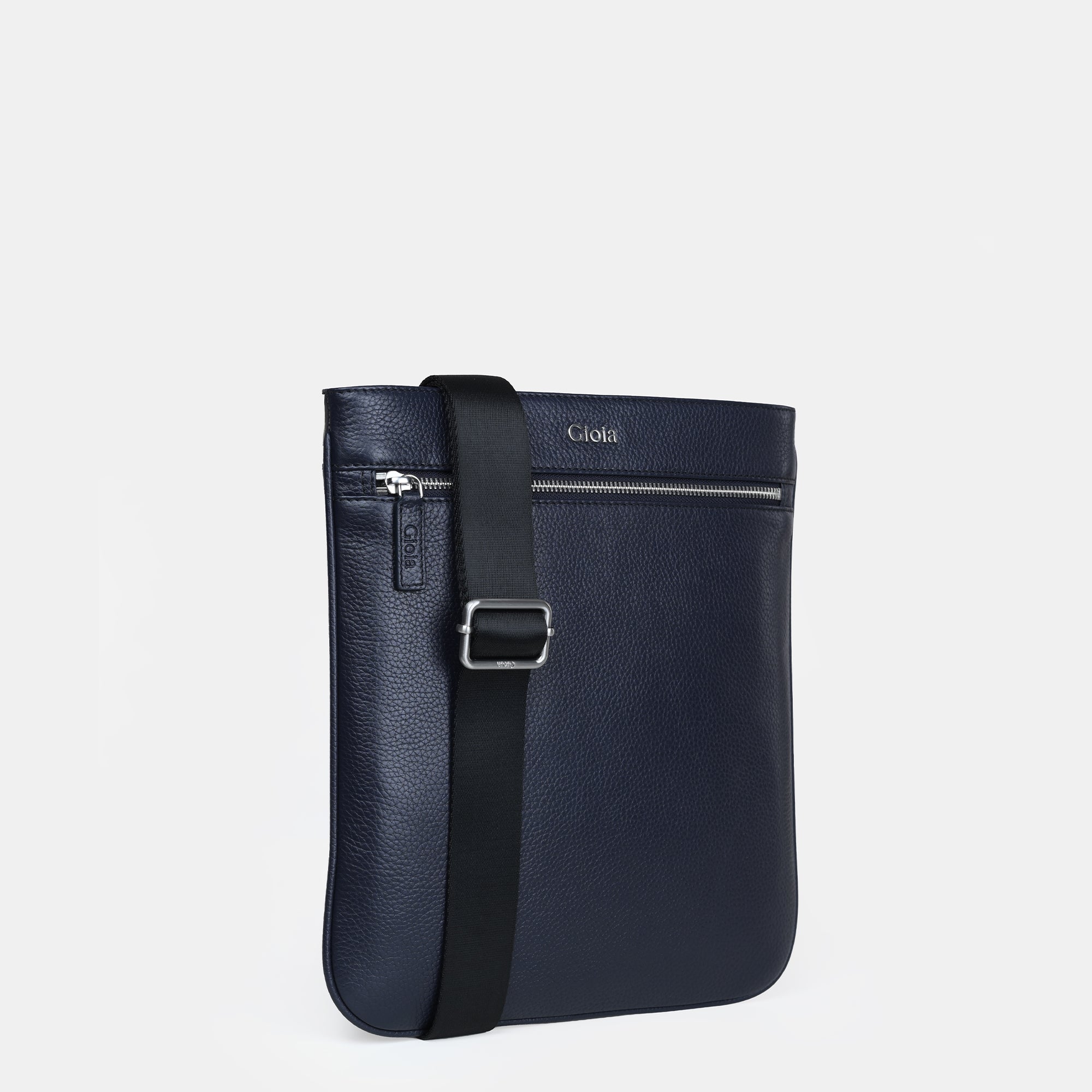 Mario Slim Leather Crossbody#Color_Navy
