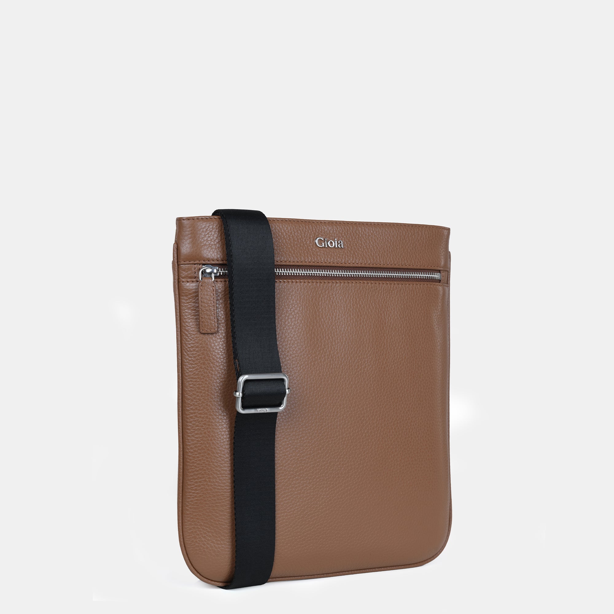 Mario Slim Leather Crossbody#Color_Tan