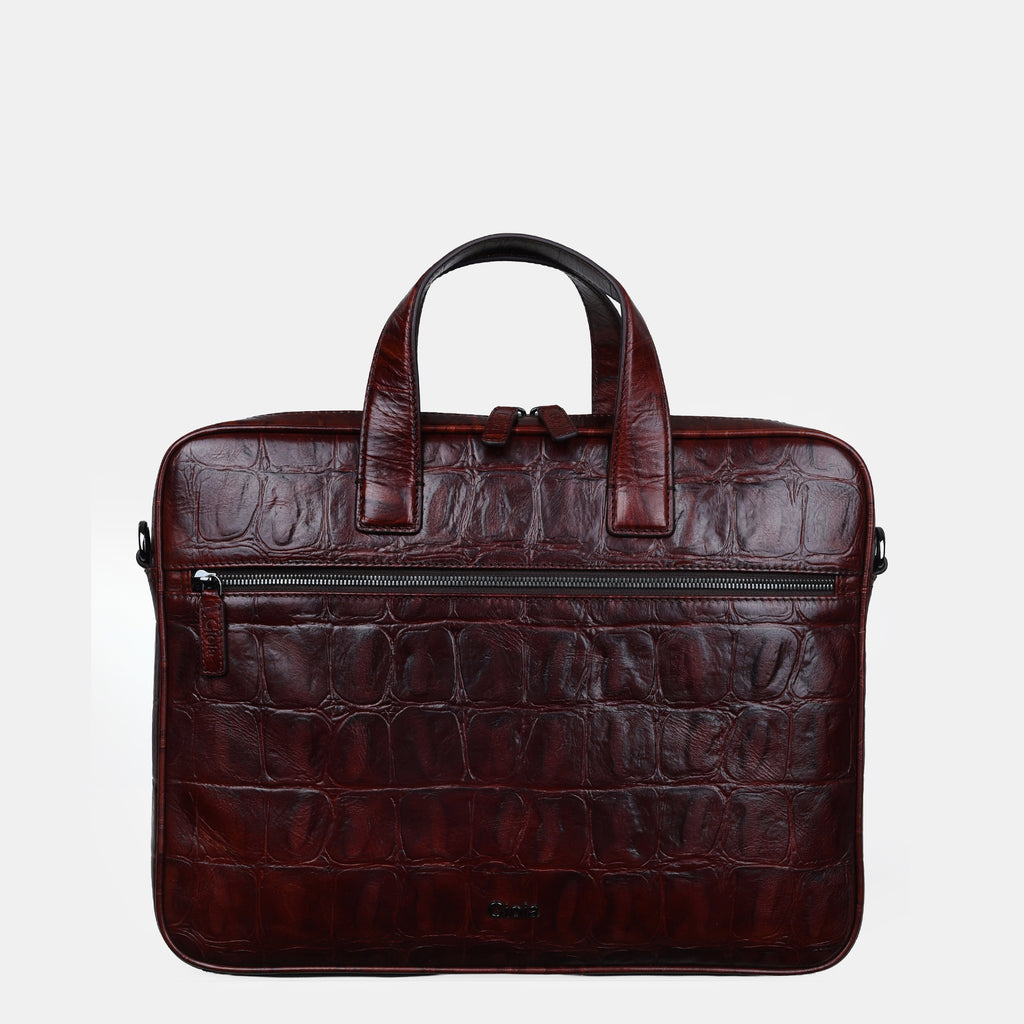 Louis Croco Embossed Leather Laptop Bag