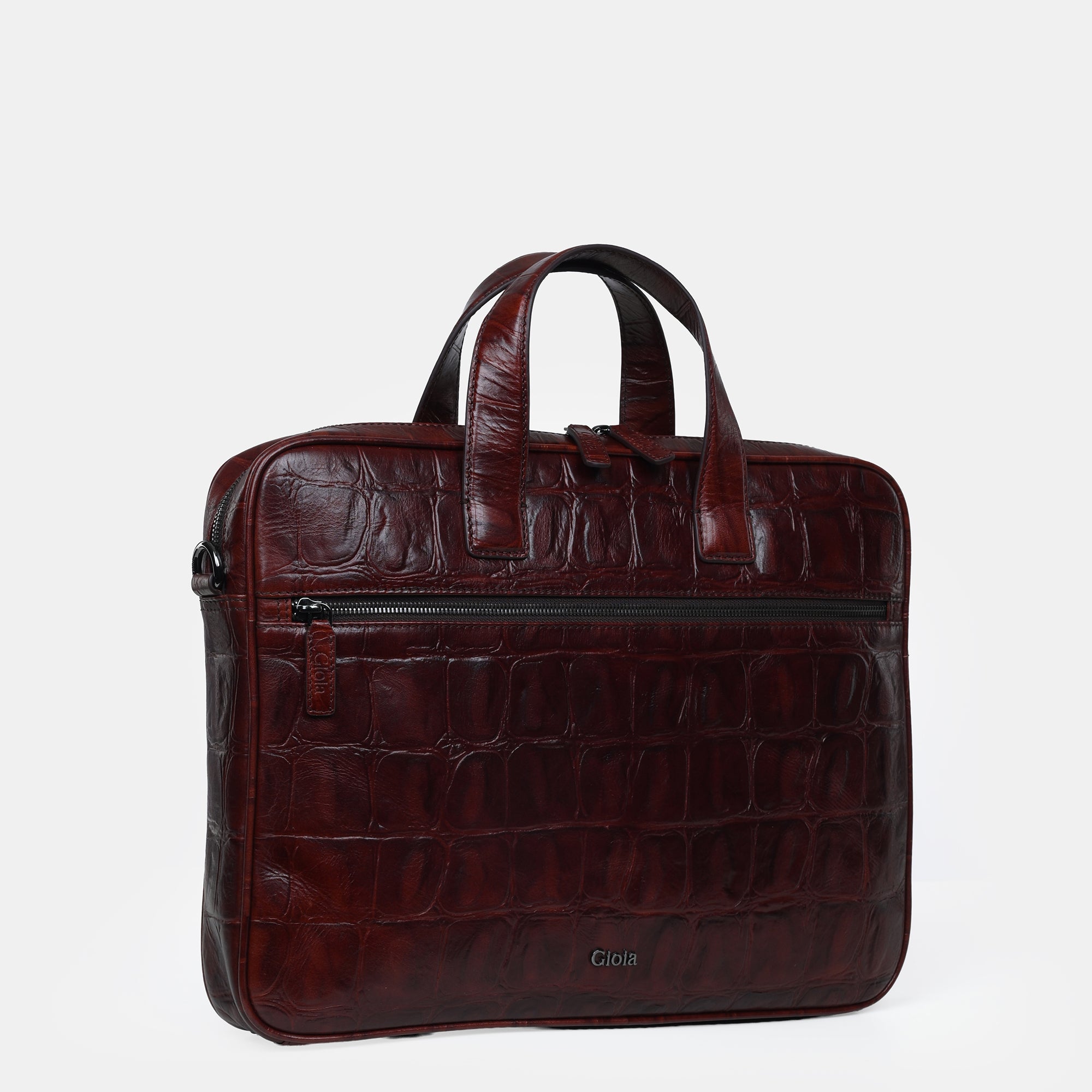 Louis Croco Embossed Leather Laptop Bag