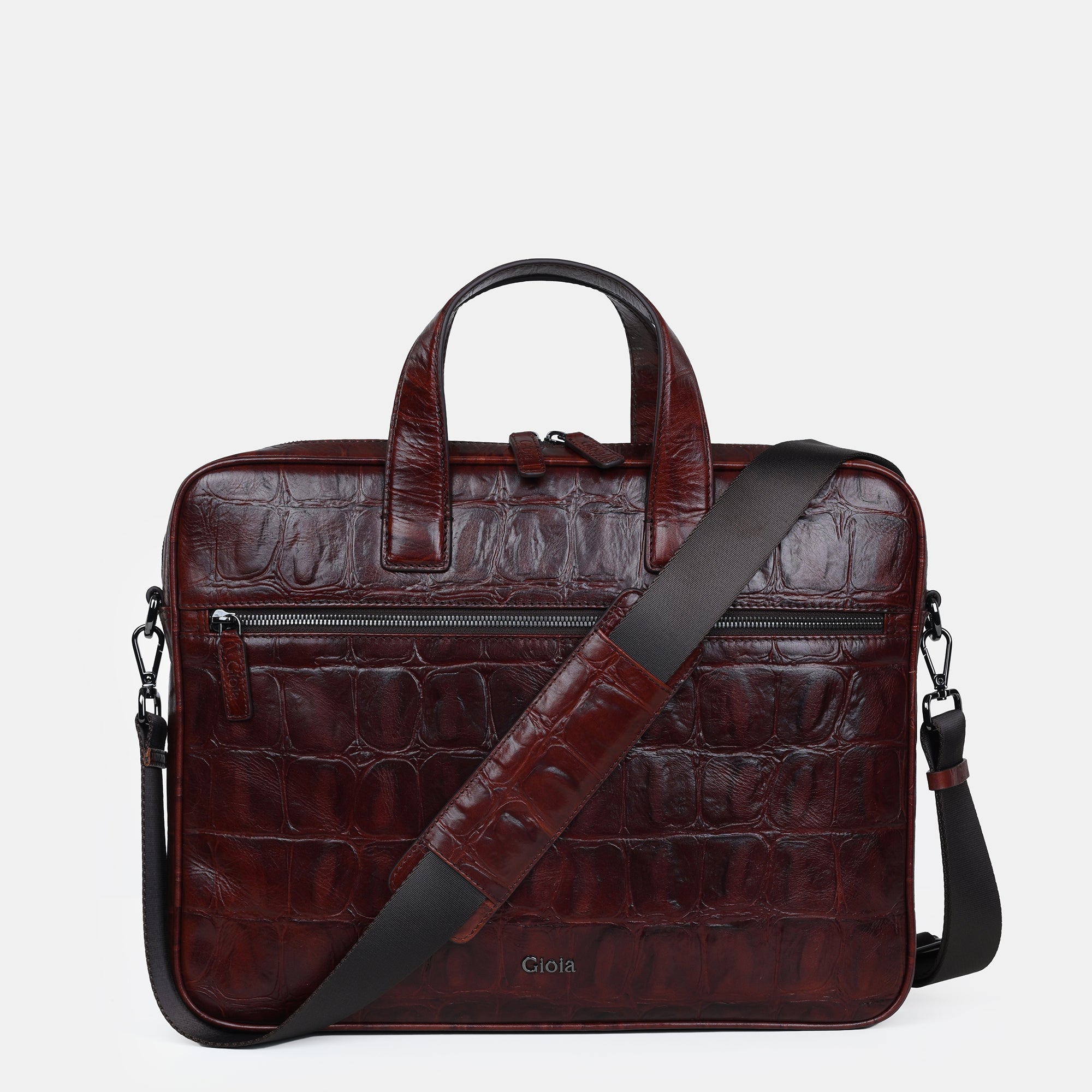 Louis Croco Embossed Leather Laptop Bag