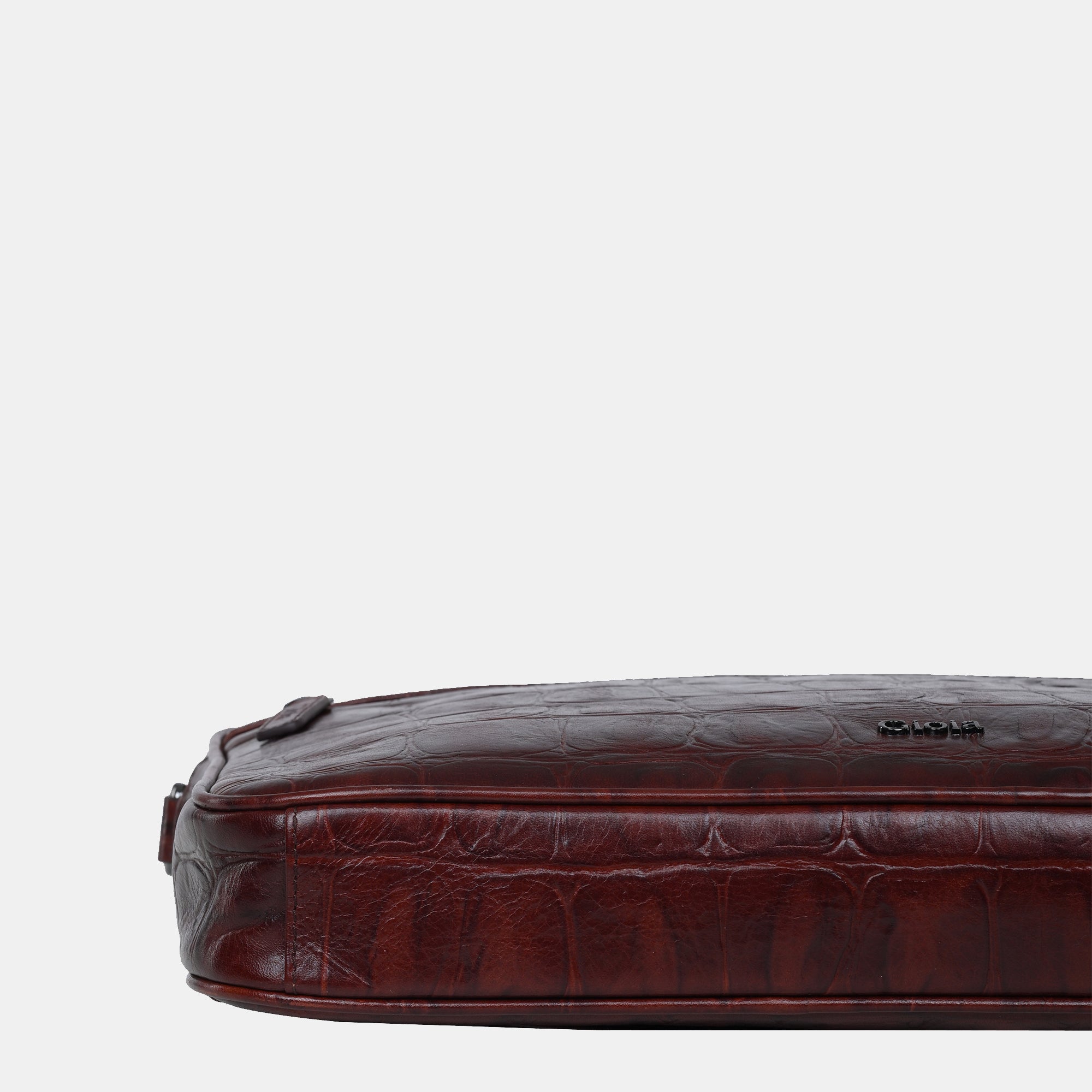 Louis Croco Embossed Leather Laptop Bag