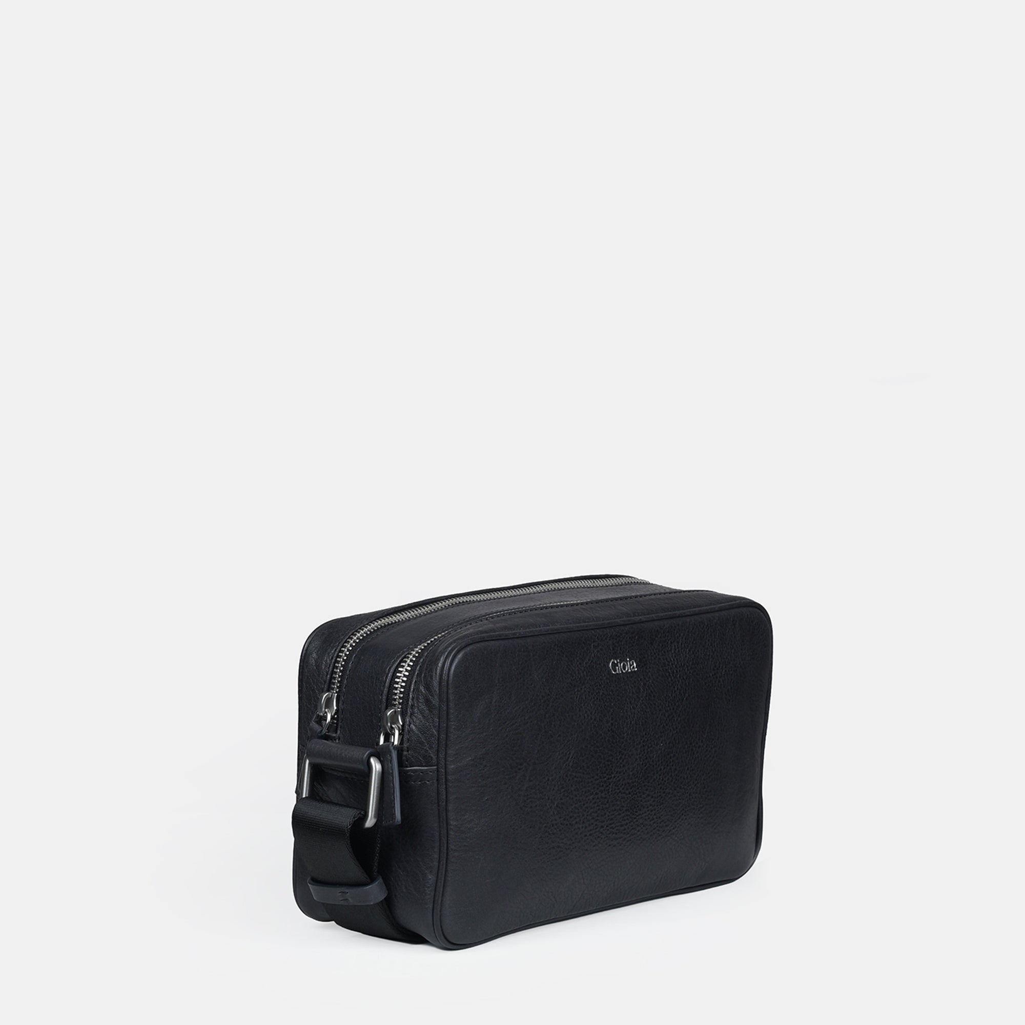 Louis Double Zip Leather  Crossbody Bag#Color_Navy