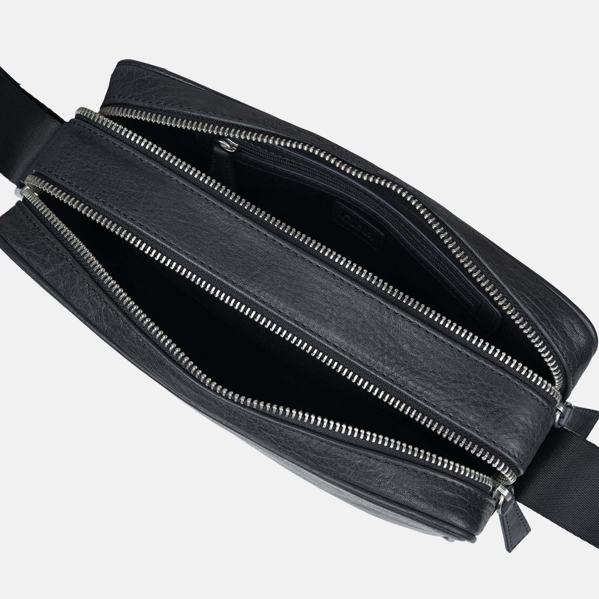 Louis Double Zip Leather  Crossbody Bag#Color_Navy