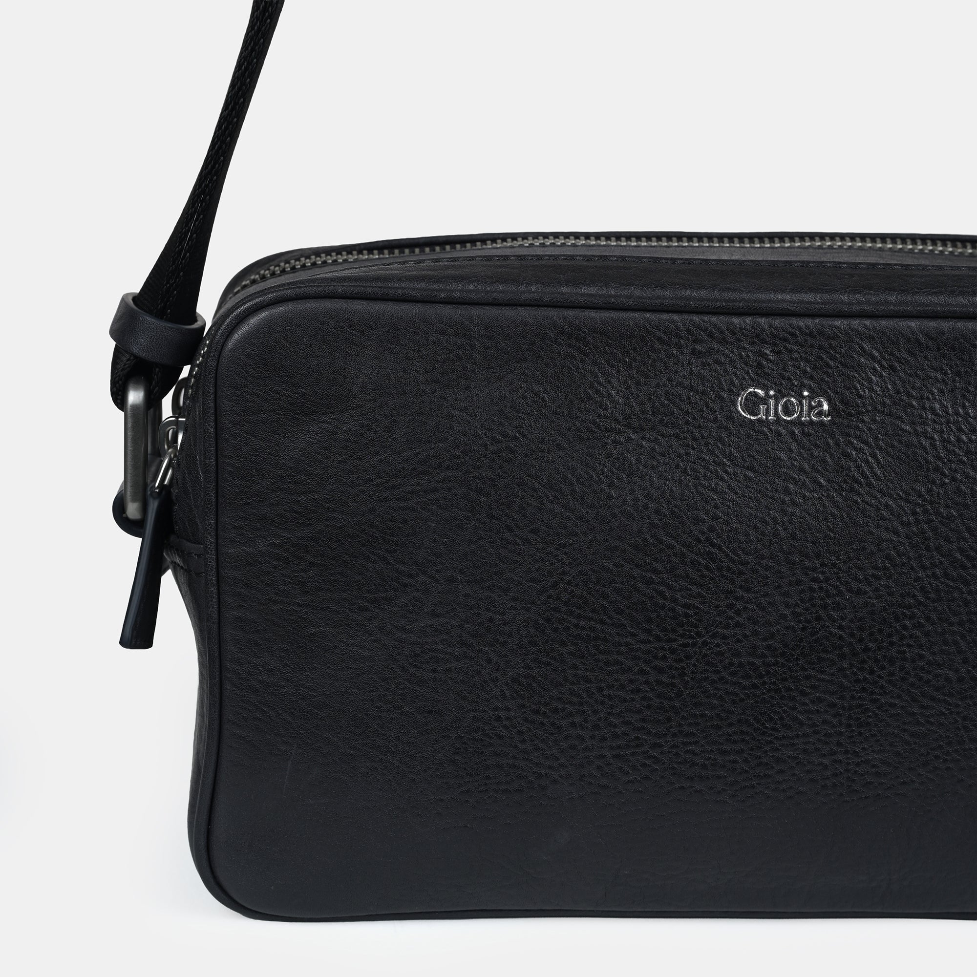 Louis Double Zip Leather  Crossbody Bag#Color_Navy