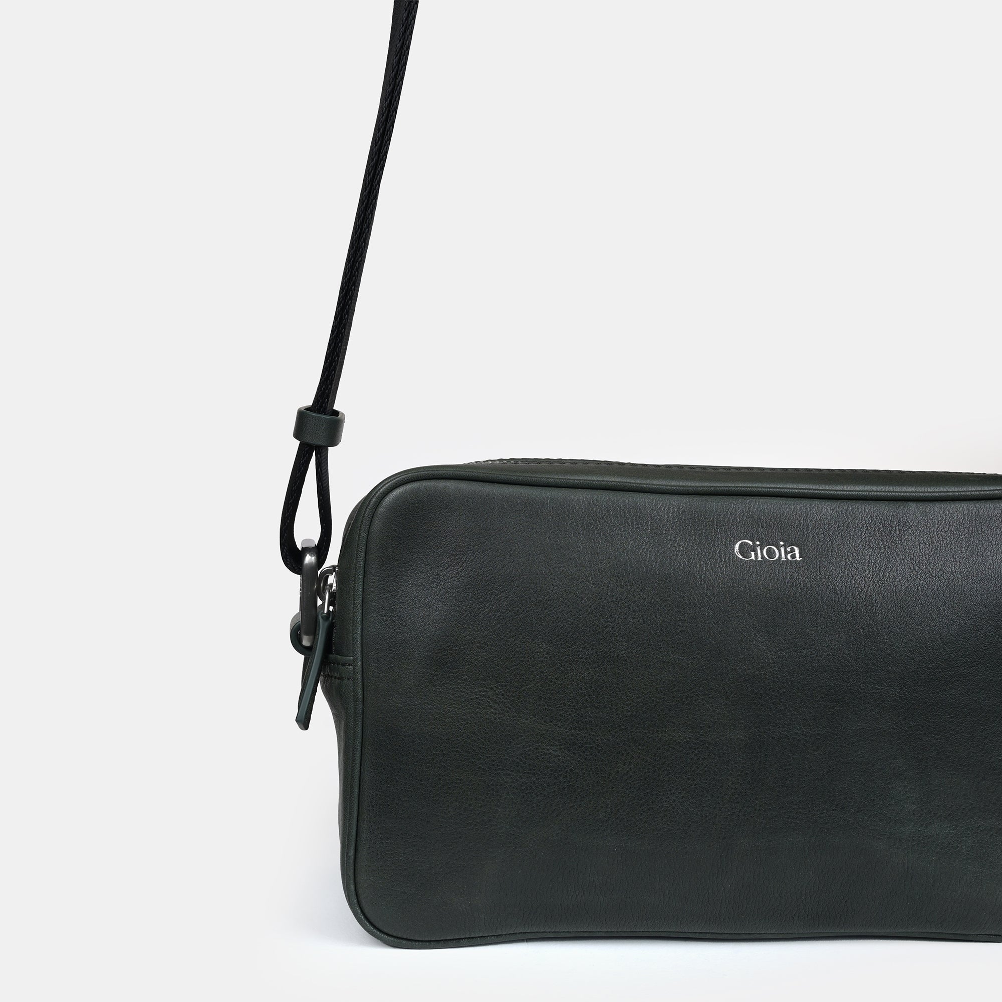 Louis Double Zip Leather  Crossbody Bag#Color_Olive