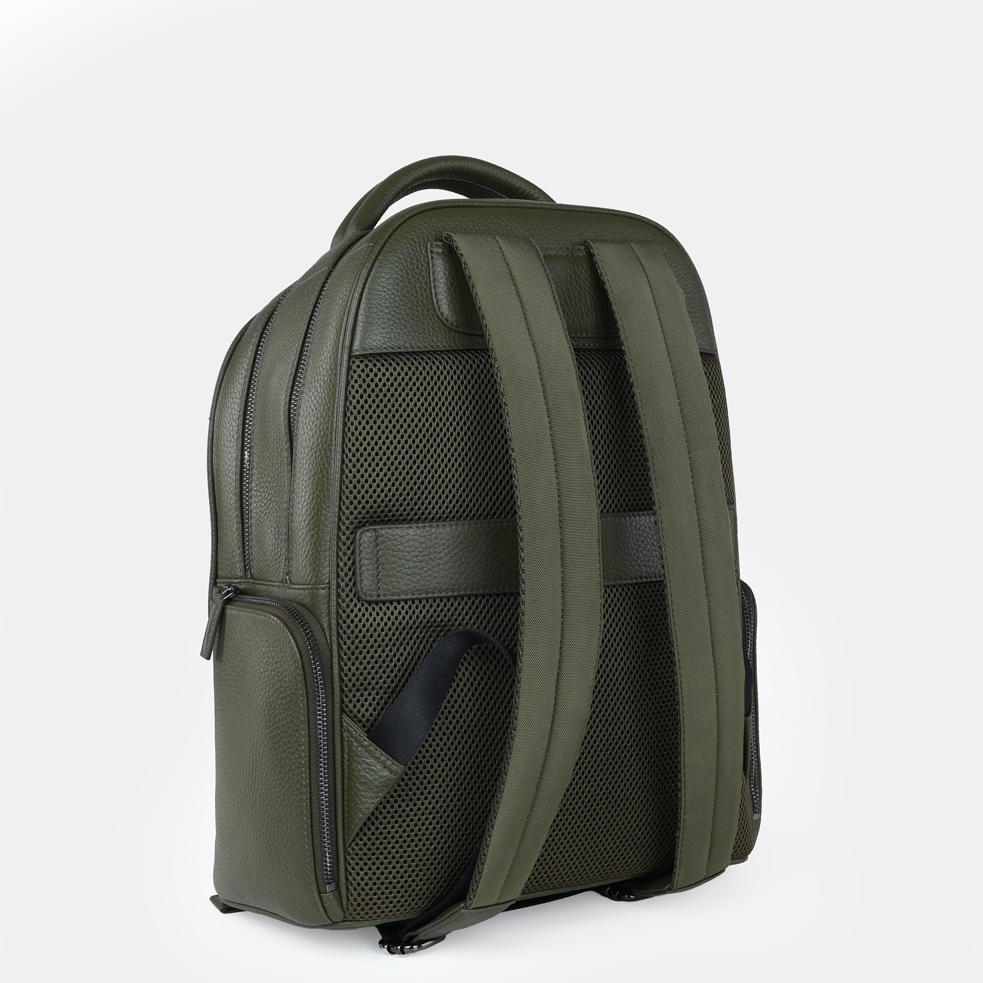Mario Leather Backpack#Color_Olive