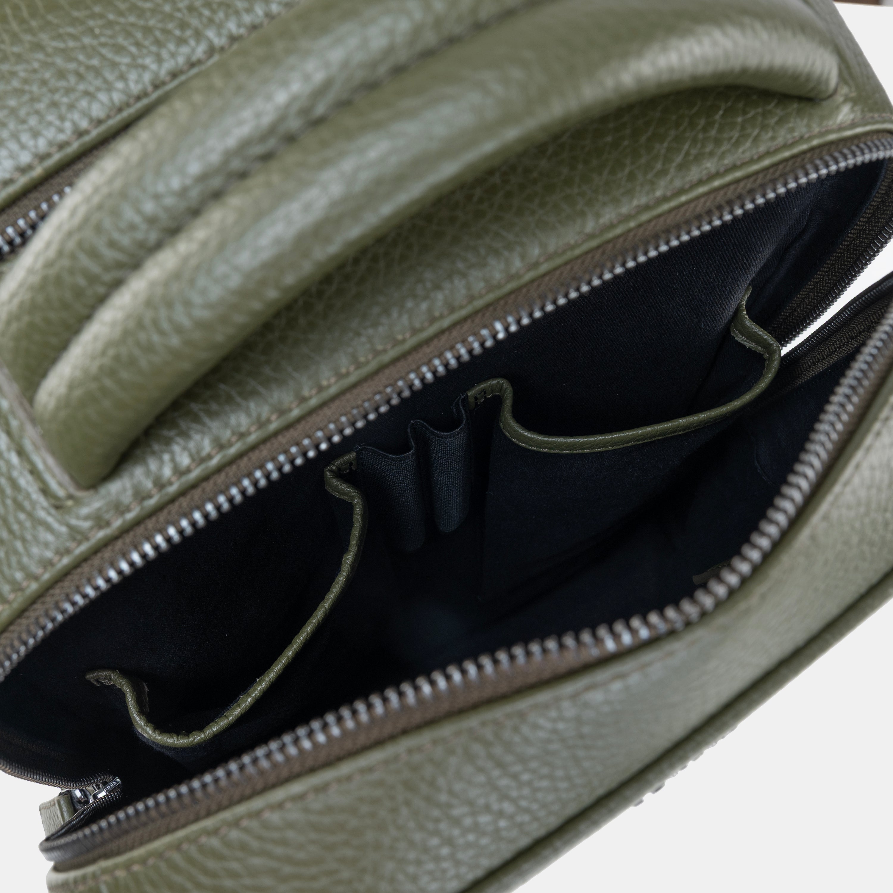 Mario Leather Backpack#Color_Olive