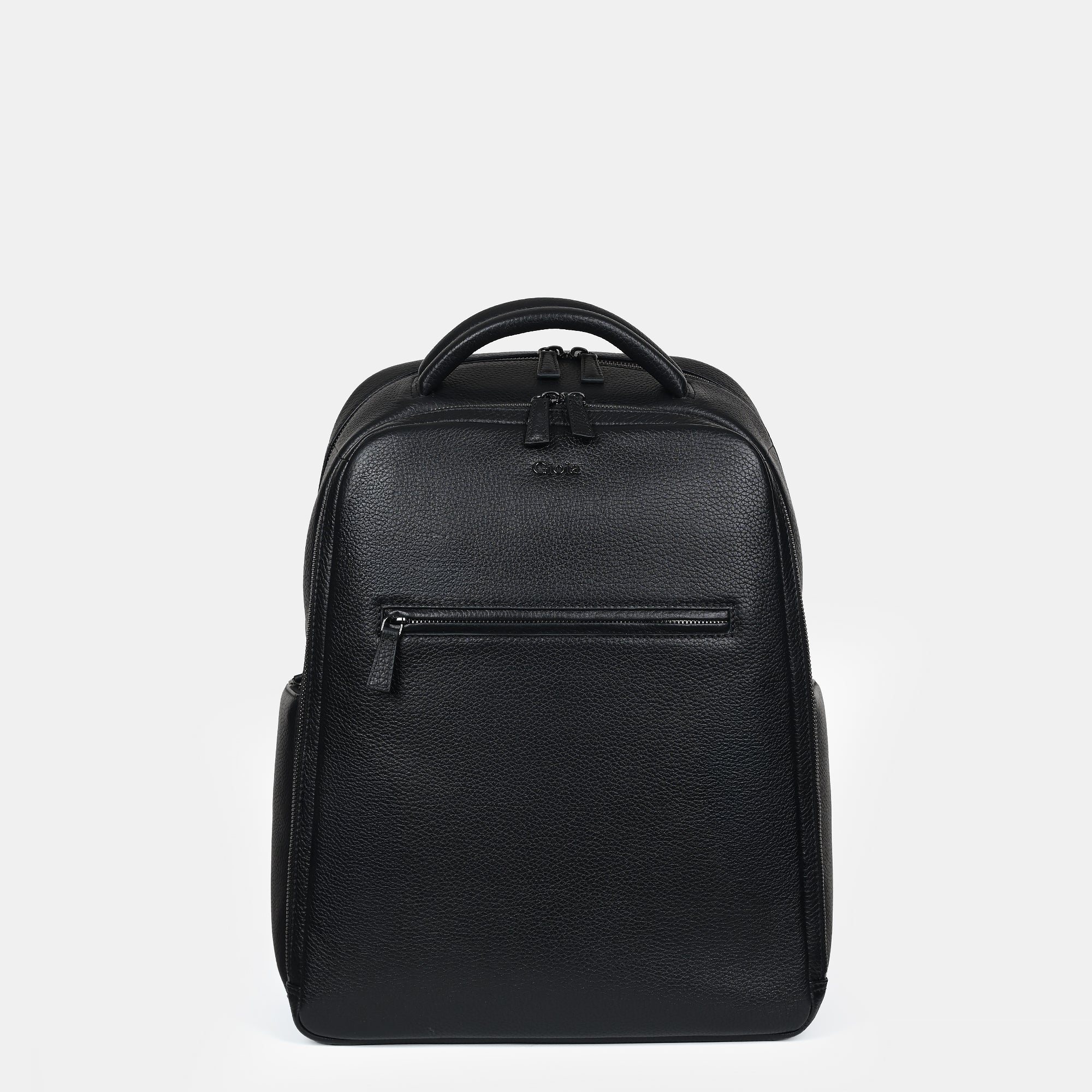 Mario Leather Backpack Large#Color_Black