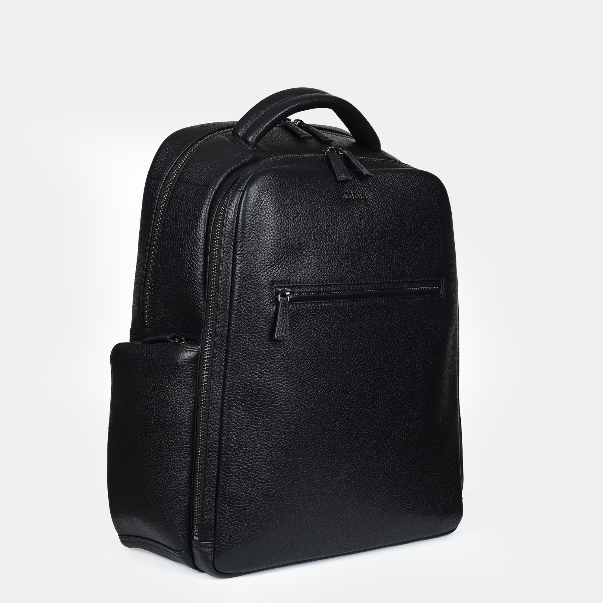 Mario Leather Backpack Large#Color_Black