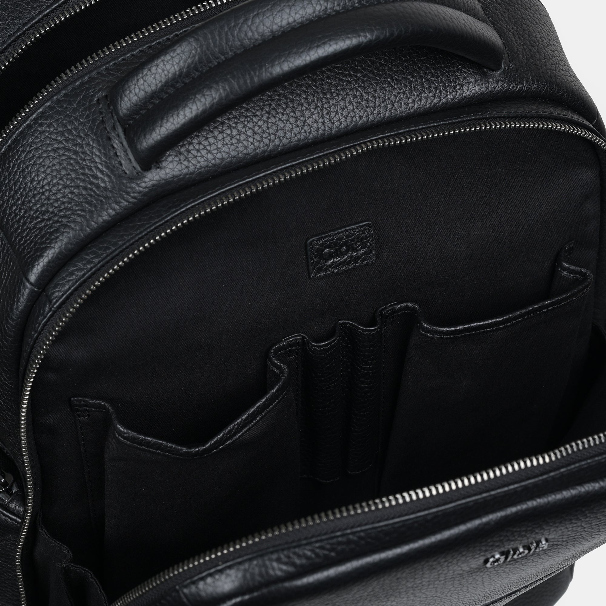 Mario Leather Backpack Large#Color_Black