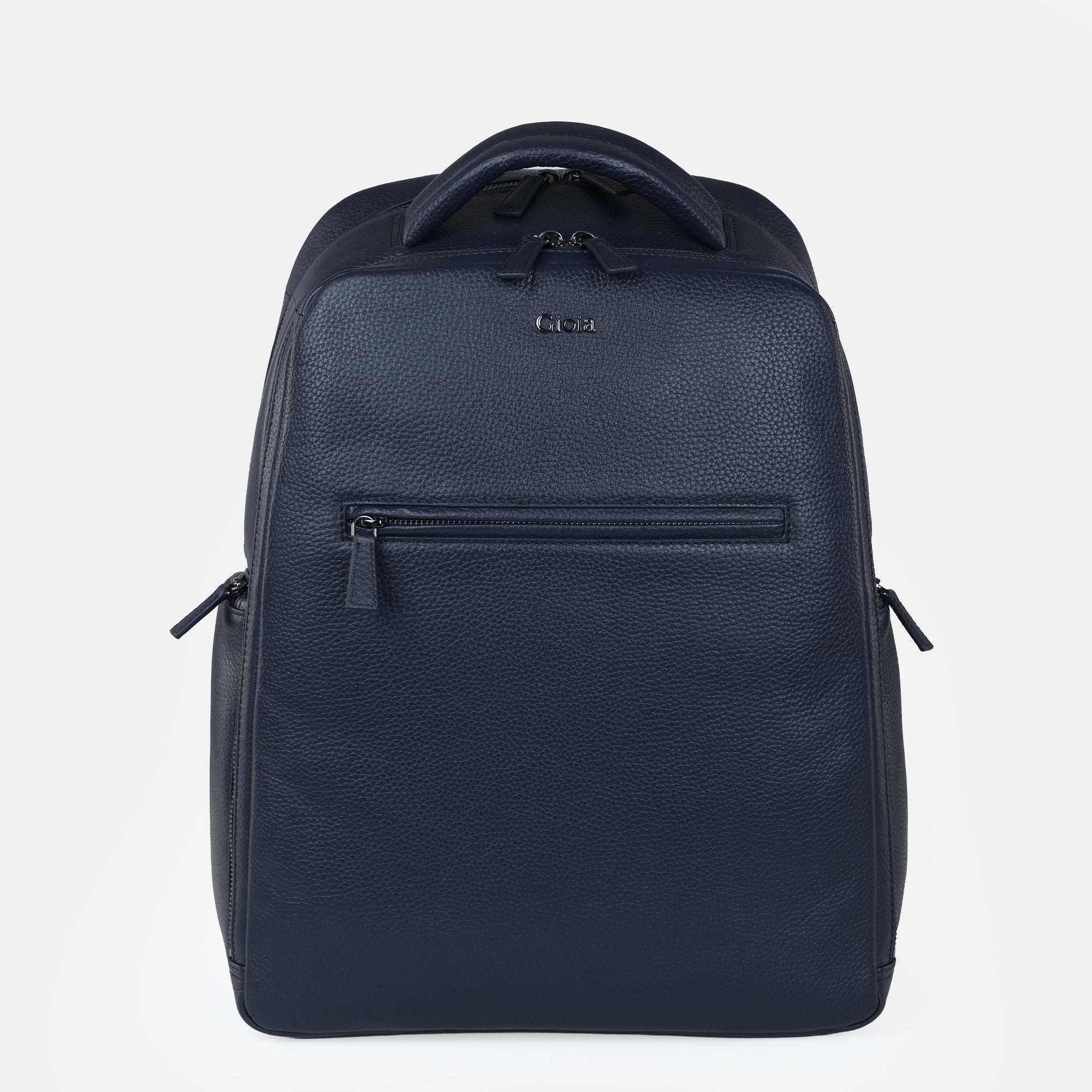 Mario Leather Backpack Large#Color_Navy