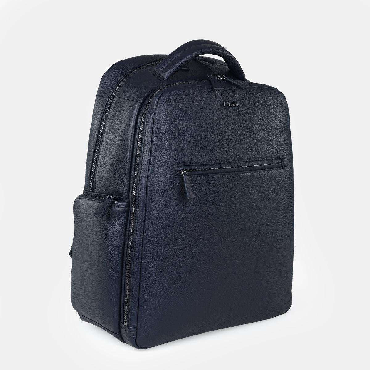 Mario Leather Backpack Large#Color_Navy