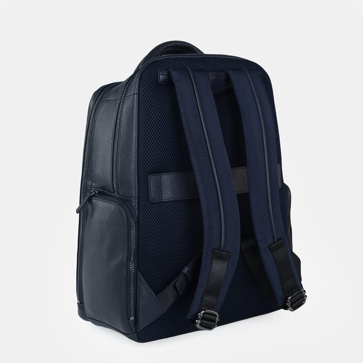 Mario Leather Backpack Large#Color_Navy
