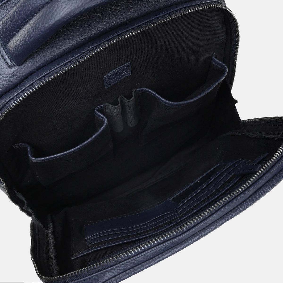 Mario Leather Backpack Large#Color_Navy