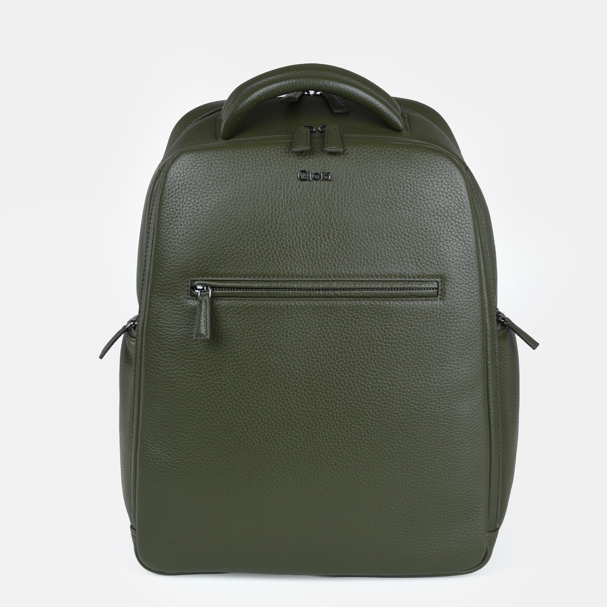 Mario Leather Backpack Large#Color_Olive