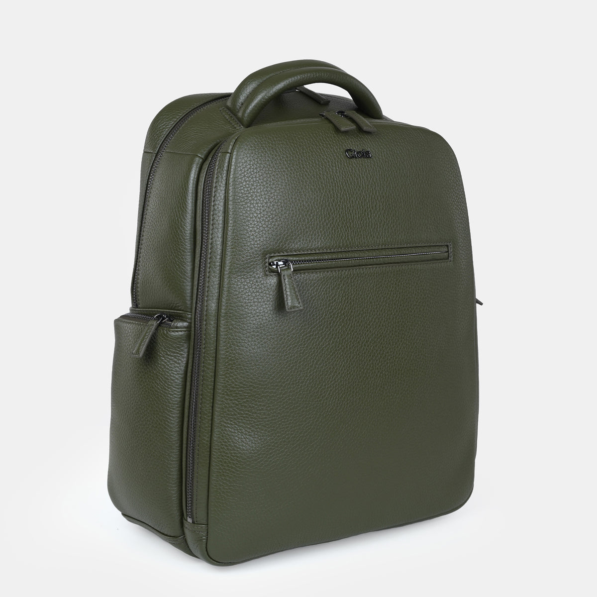 Mario Leather Backpack Large#Color_Olive