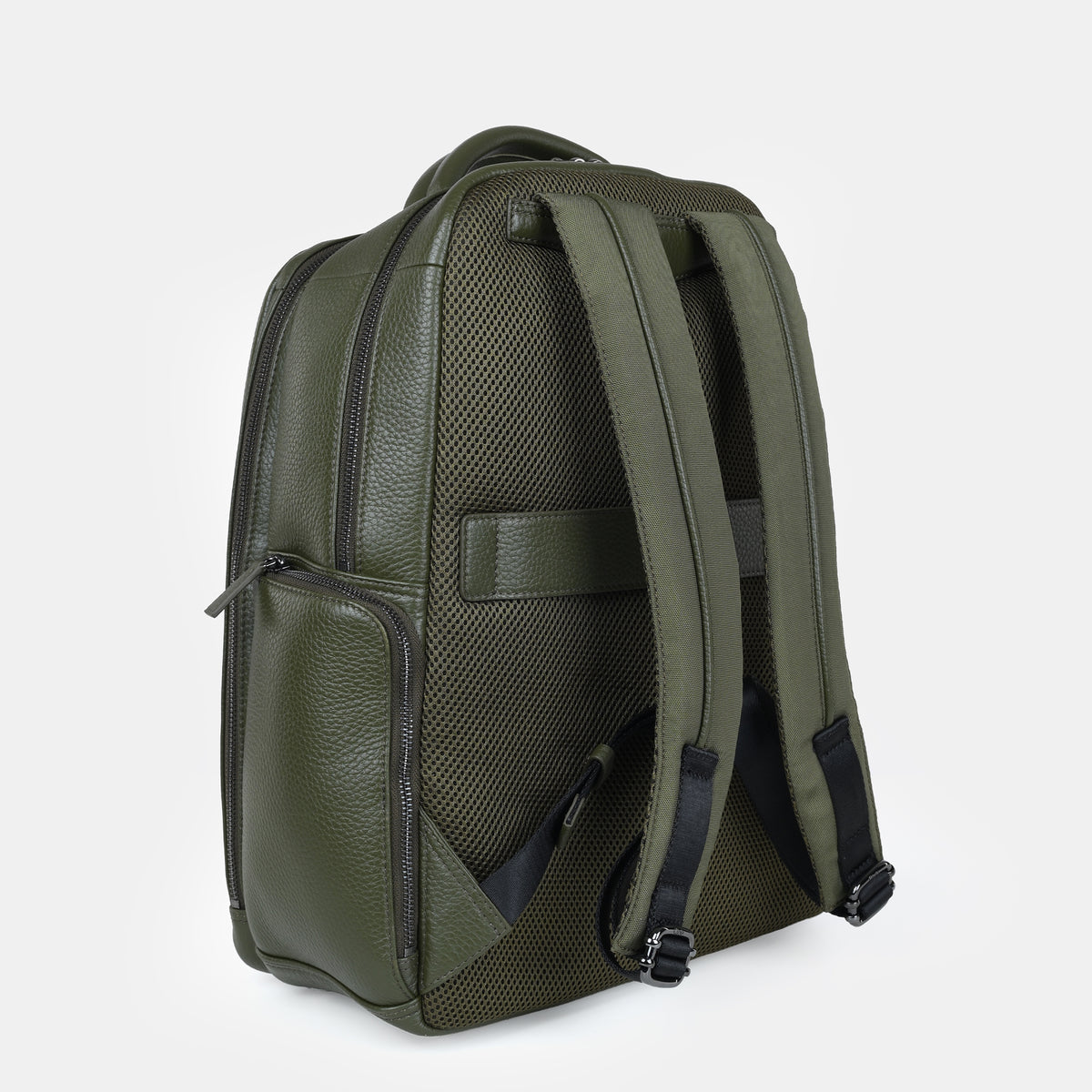 Mario Leather Backpack Large#Color_Olive